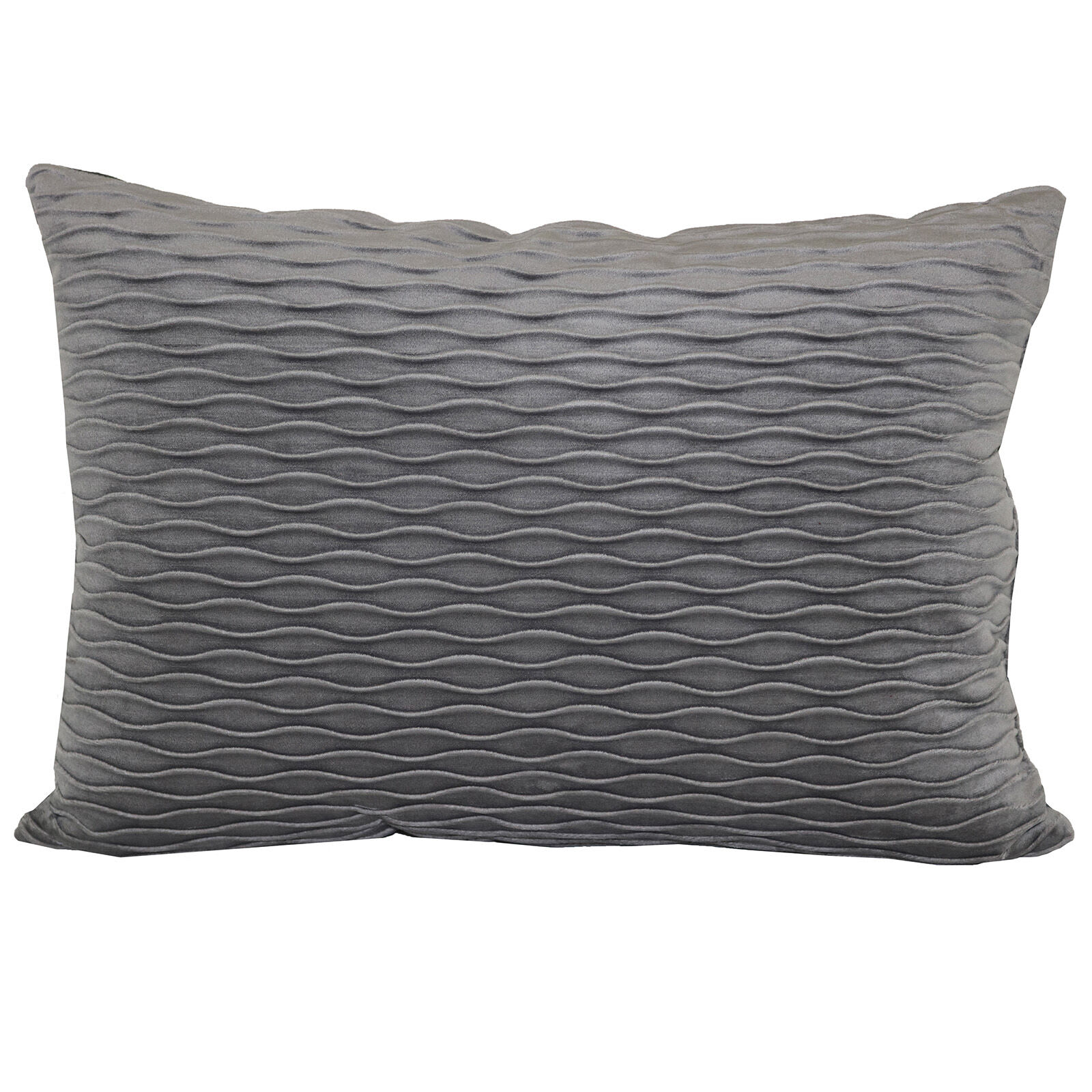 Grey Ripple Textured Plush Throw Pillow, 14x20