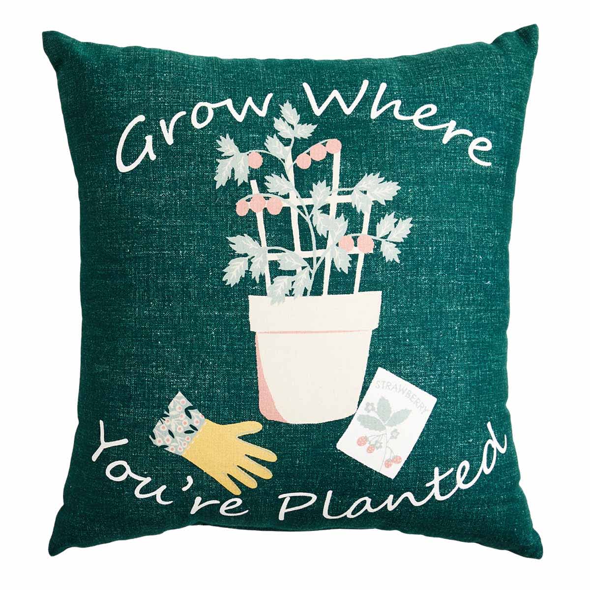 Honeybloom Grow Where Youre Planted Outdoor Throw Pillow, 18"