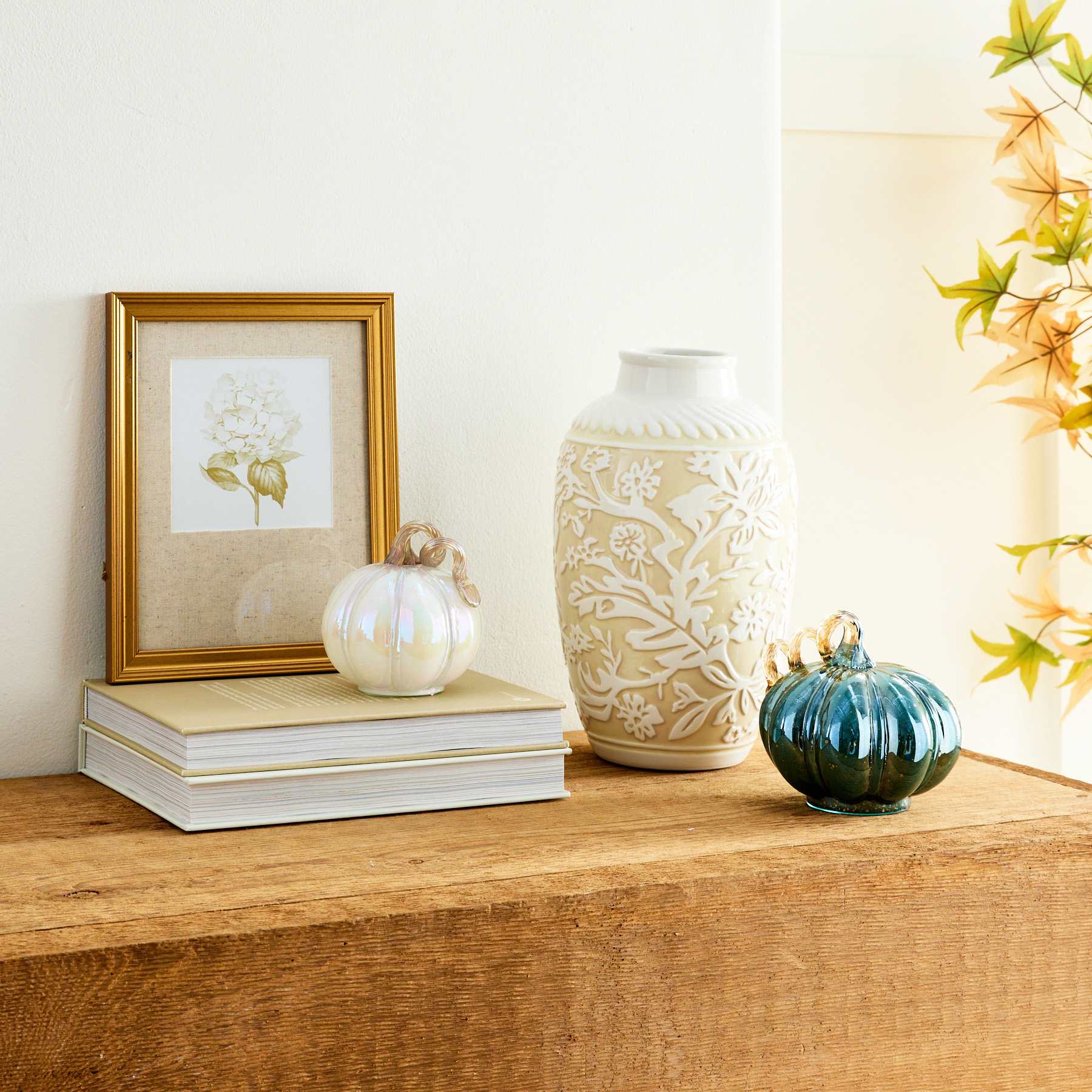 White Pearl Glass Pumpkin, 4"