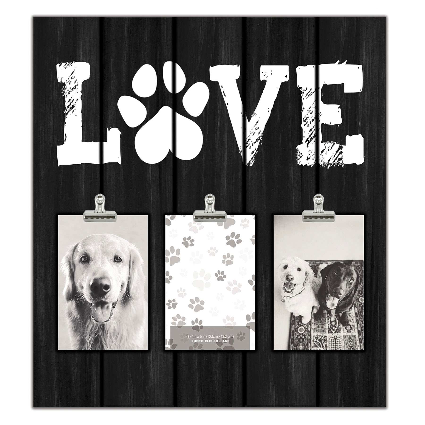 3-Clip Love with Paw Printed Collage Picture Frame, 15.7x17.5