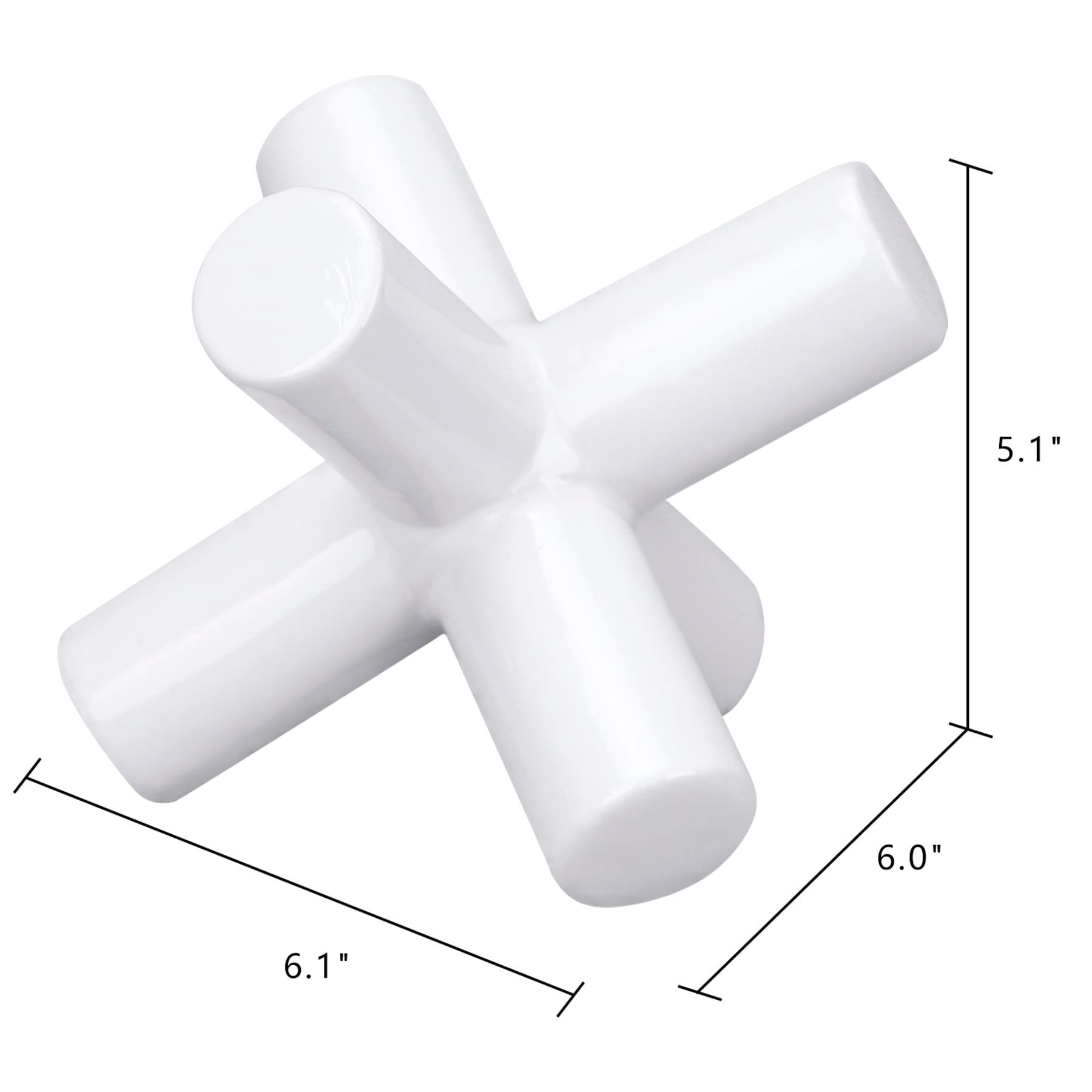 White Ceramic Jack Decor, 7"