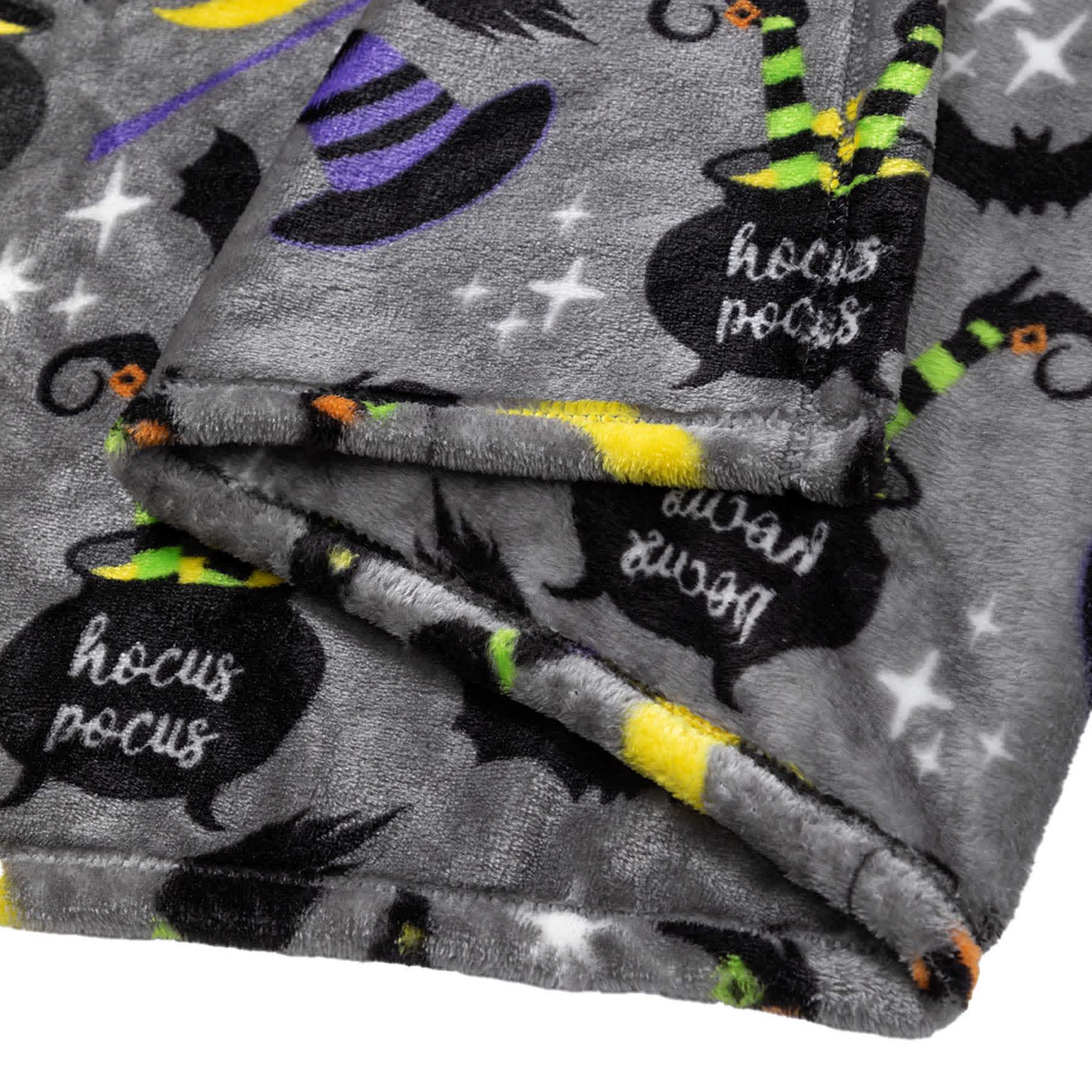 Witchy Cauldron Printed Plush Throw Blanket, 50x60