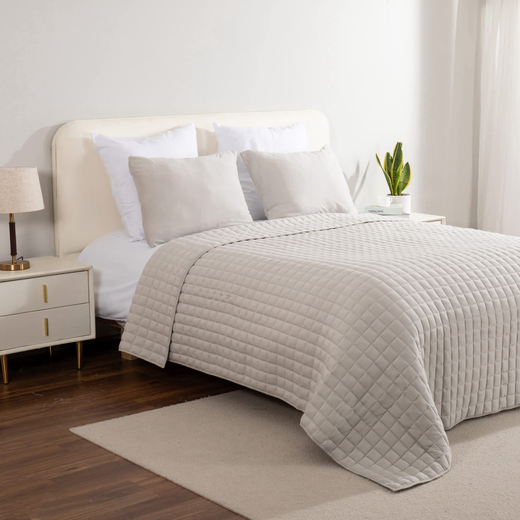 Light Grey Soft Knit Jersey Quilt, King