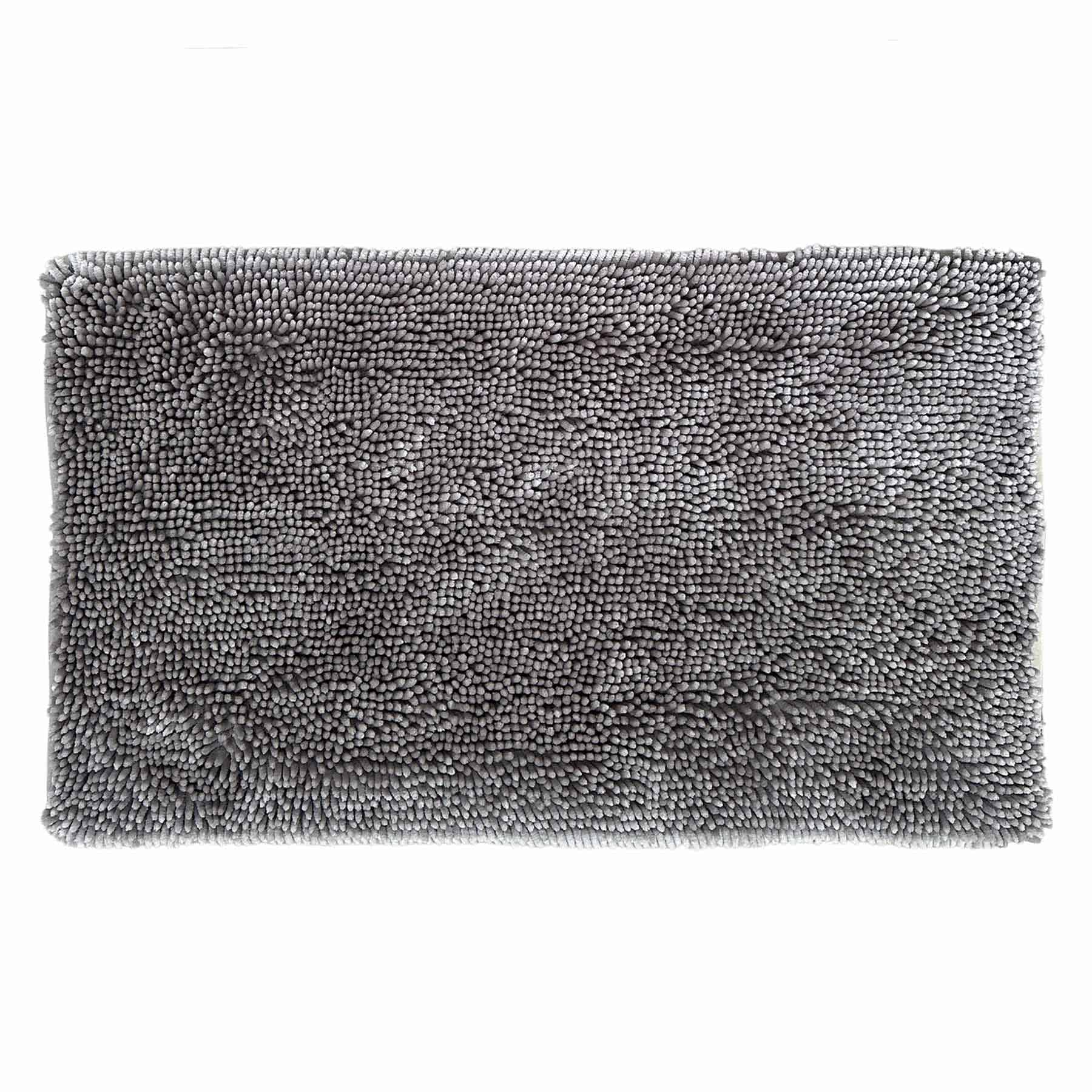 2-Pack Grey Shiny Noodle Bath Rug Set, 17x24 & 20x34