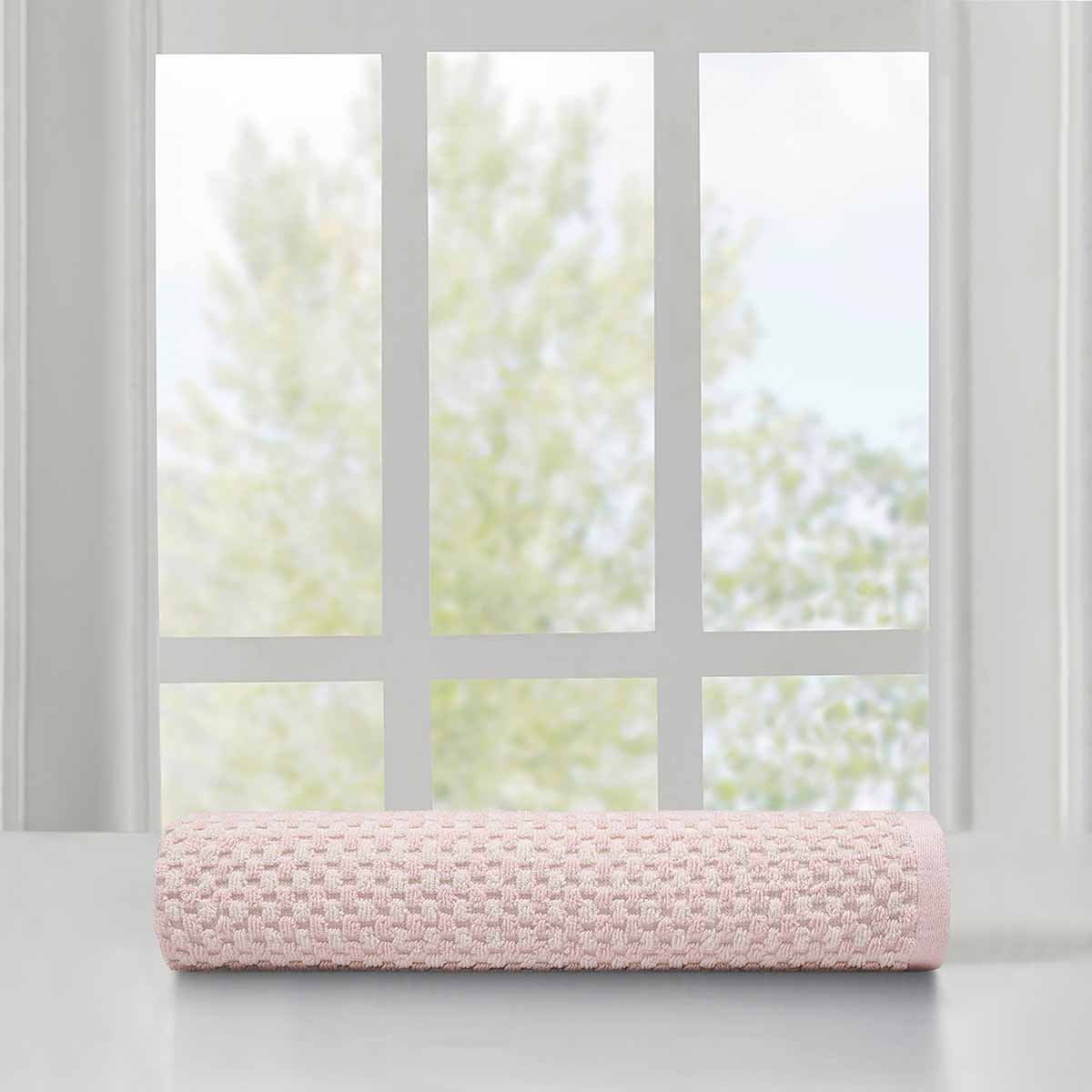 Honeybloom Plush Performance Pink Popcorn Cotton Bath Towel, 30x54