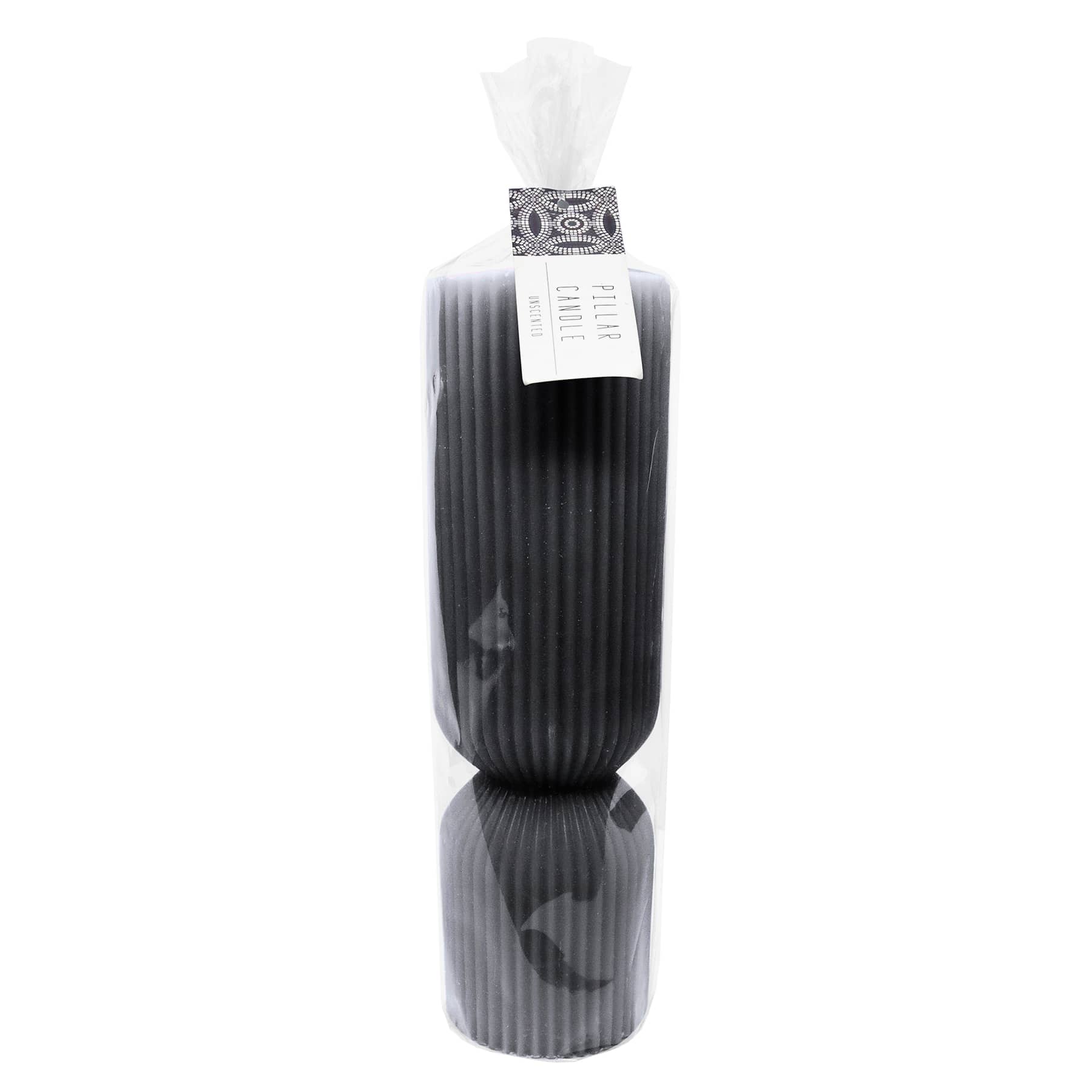 Tracey Boyd Black Unscented Ribbed Hourglass Candle, 3x10
