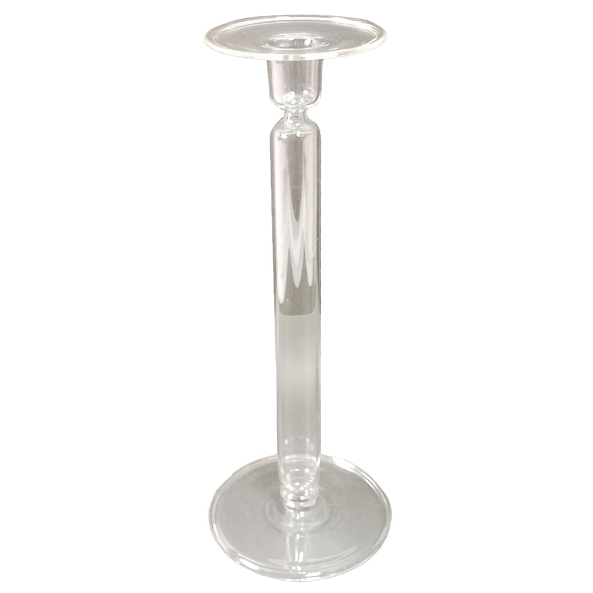 Glass Stem Pillar Candle Holder, 12"