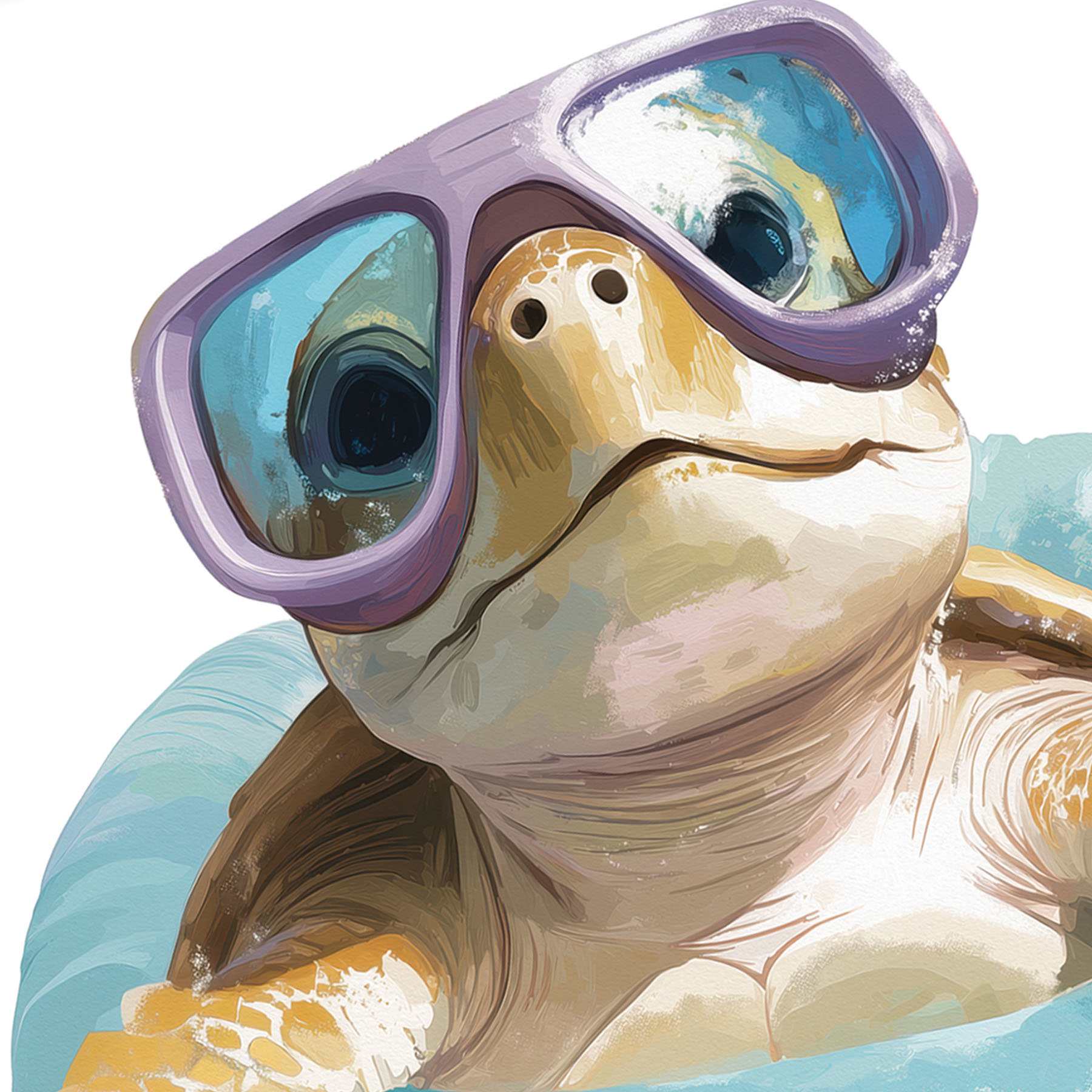 Turtle Floating About Canvas Wall Art, 12"