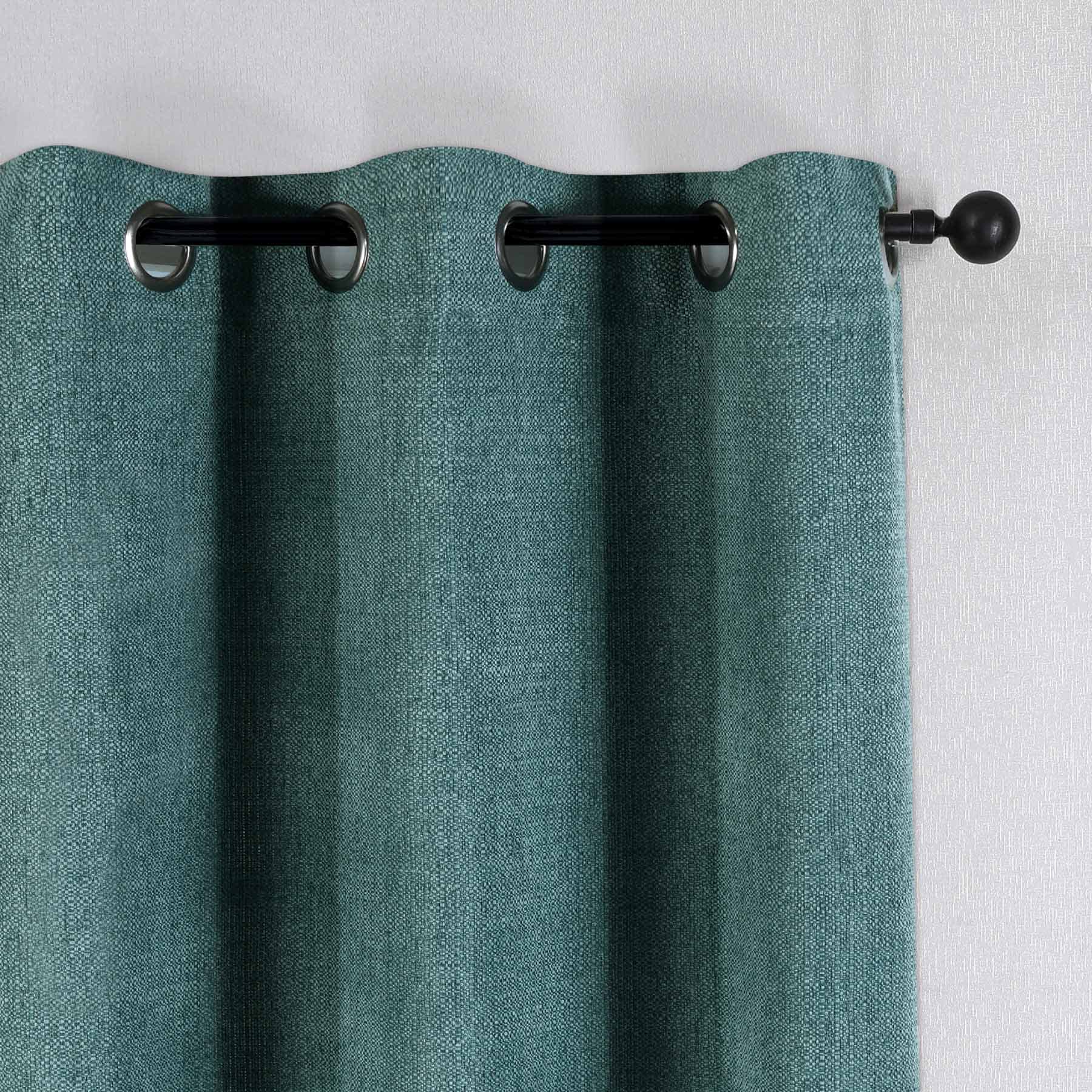 Green Textured Jacquard Light Filtering Grommet Curtain Panel, 84"