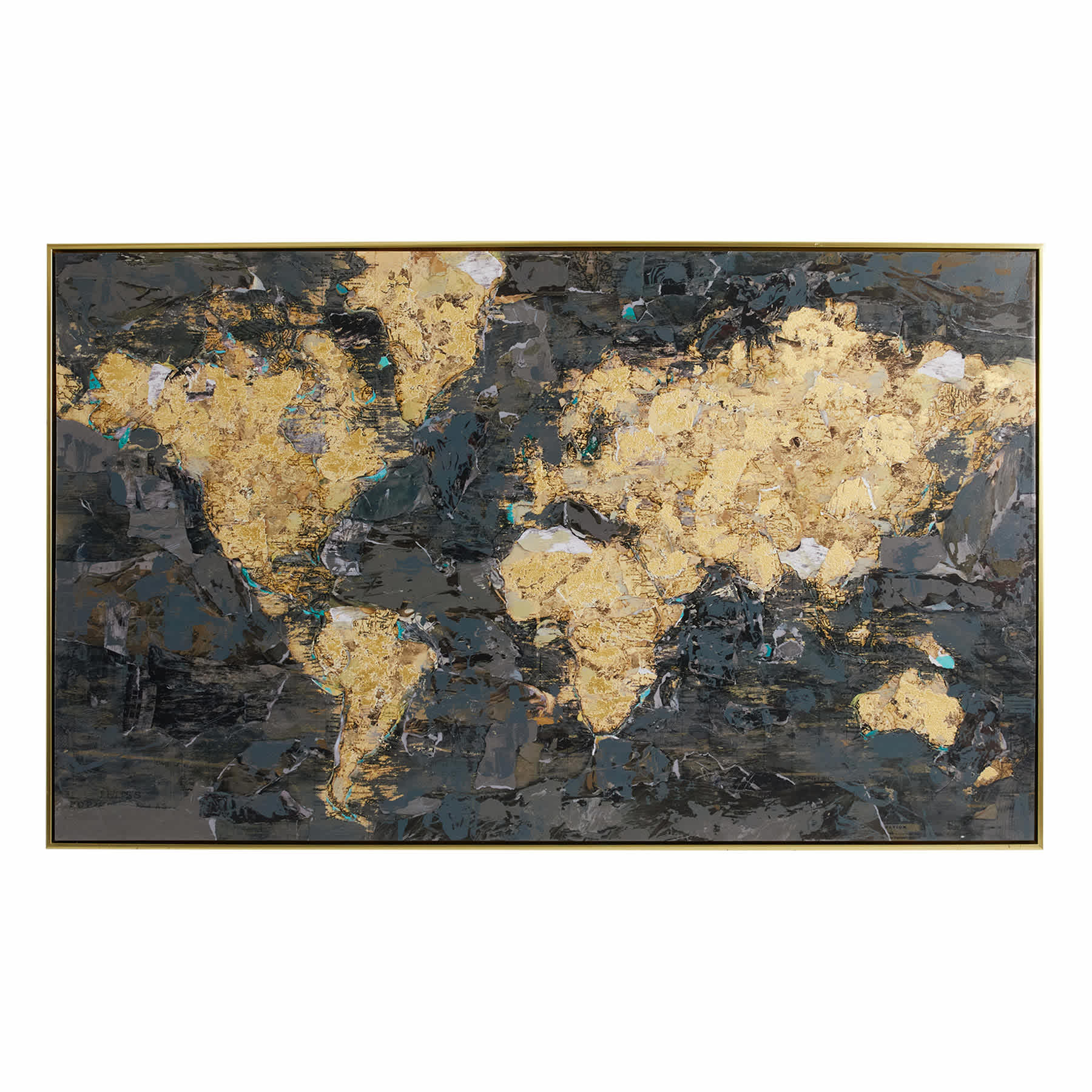 Framed Foiled Globe World Map Canvas Wall Art, 61x37
