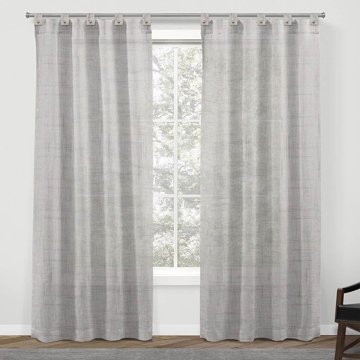 Grey Light Filtering Tab Top Curtain Panel, 84"