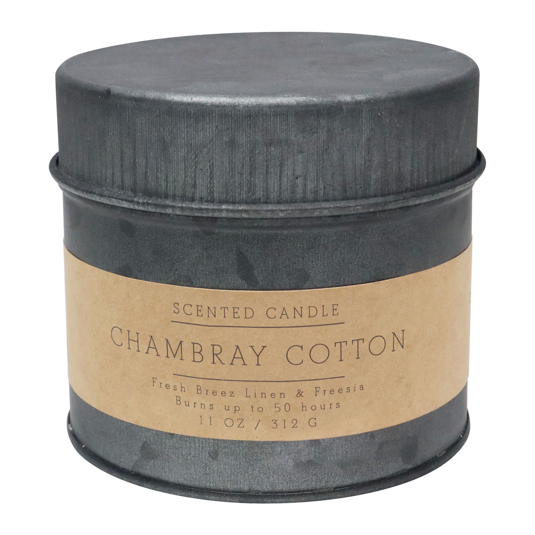 Honeybloom Chambray Cotton Scented Tin Candle, 11oz