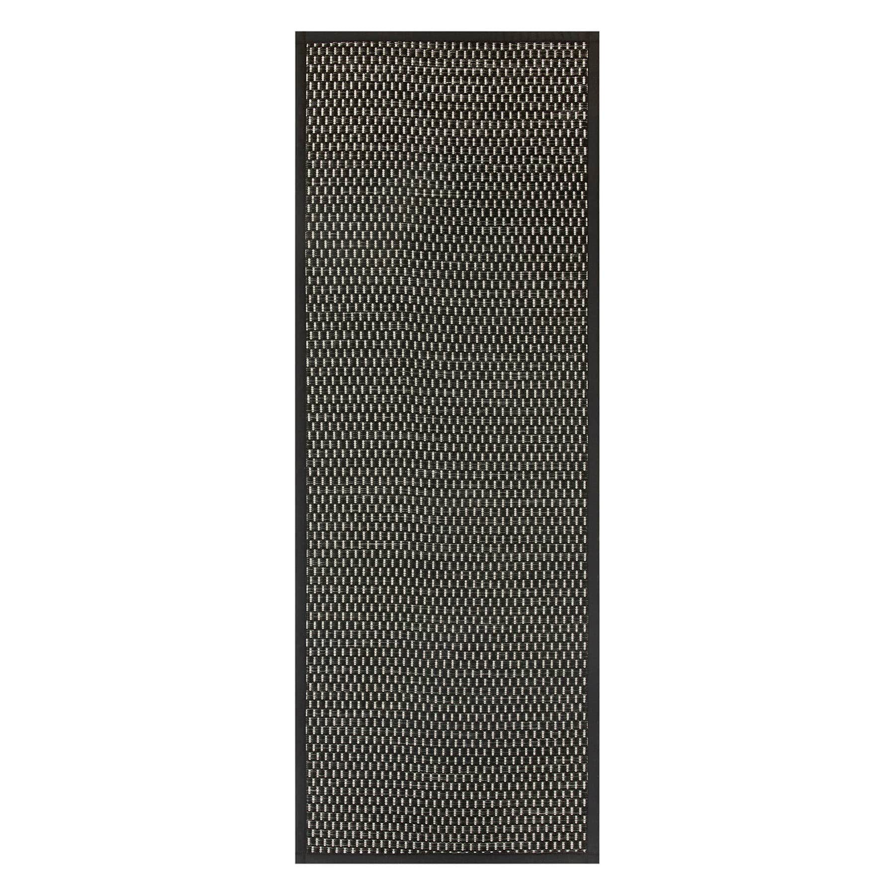 Tonal Dark Grey Puff-Back Washable Kitchen Runner, 2x5