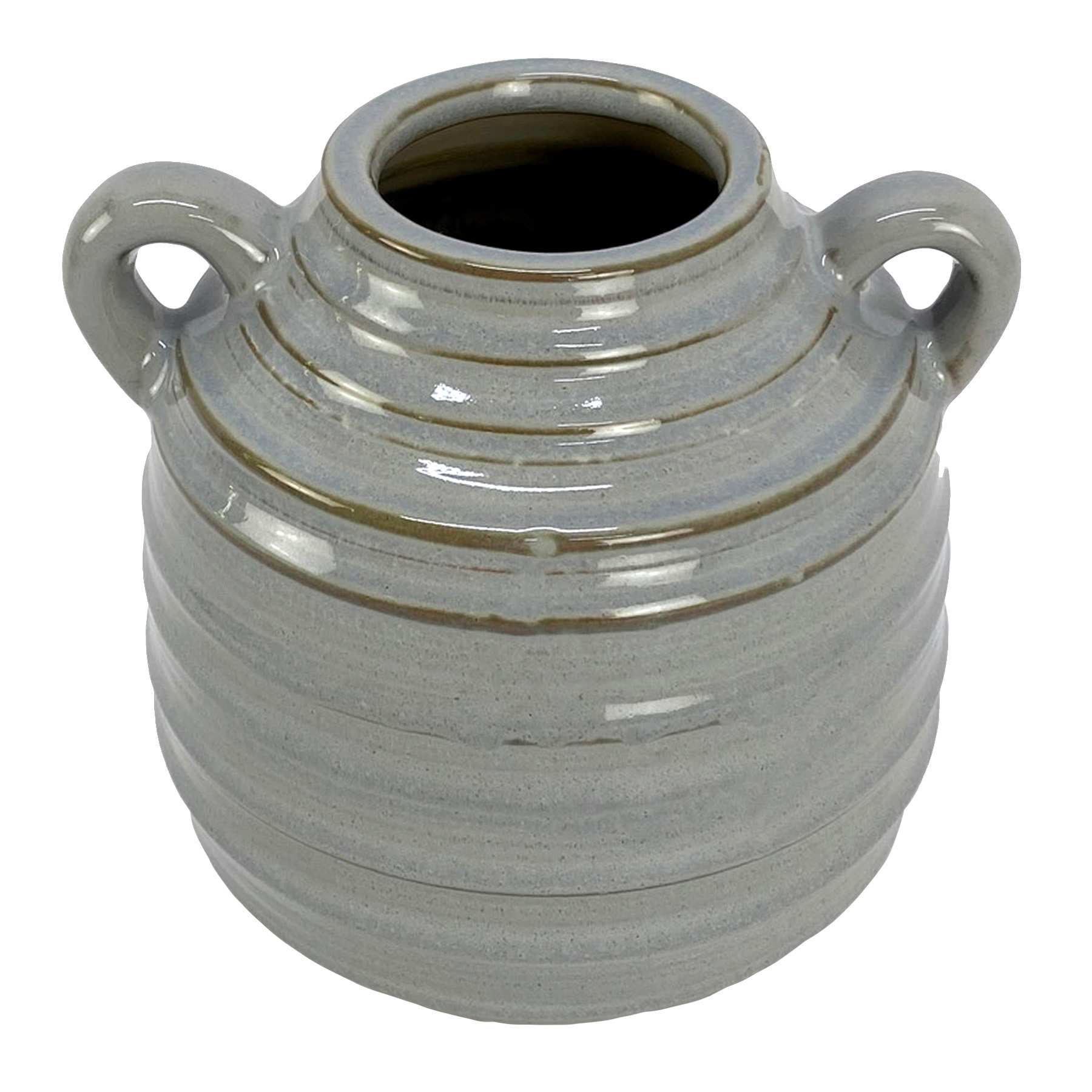Ty Pennington Grey Ceramic Vase with Handles, 6"