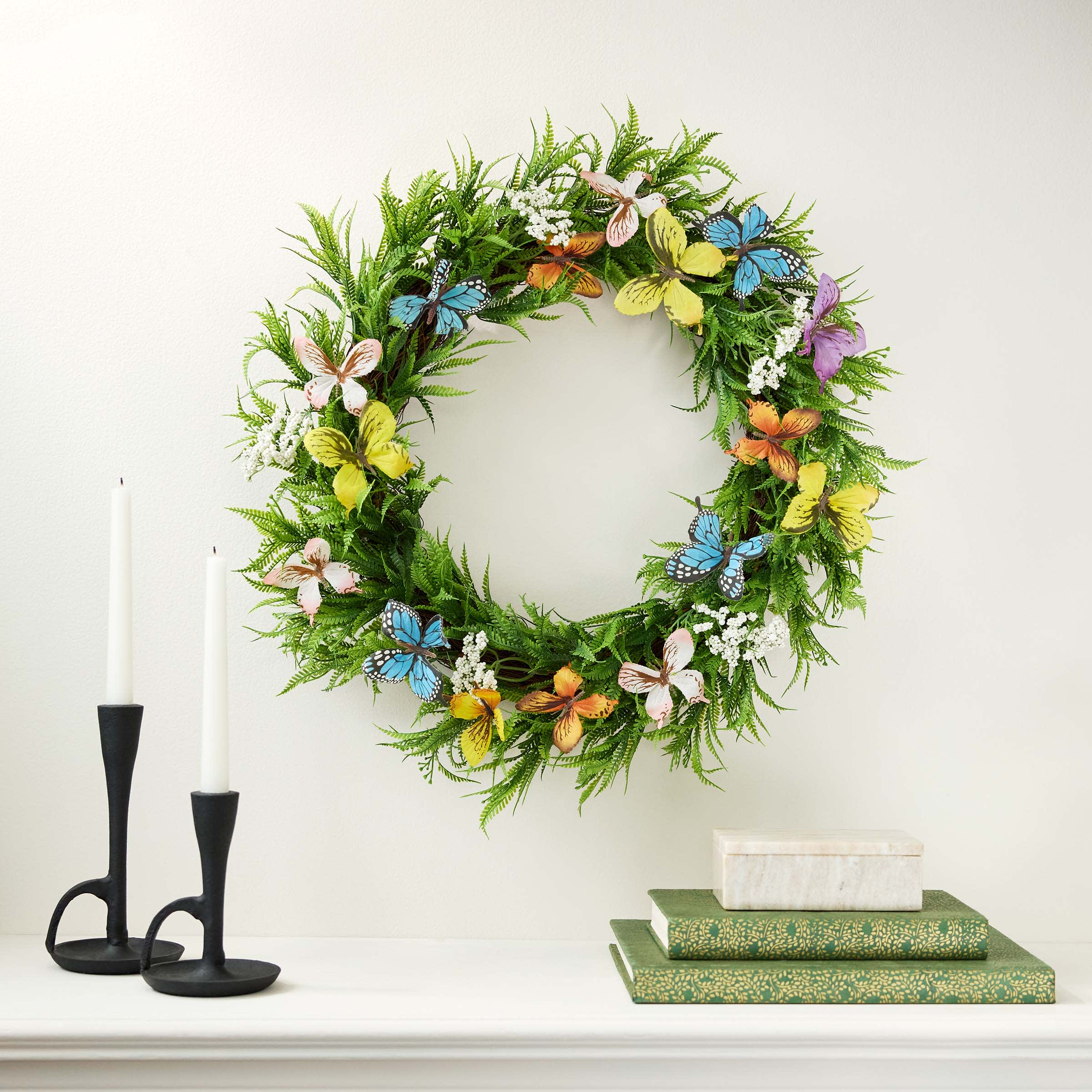 Butterfly & Fern Wreath, 22"