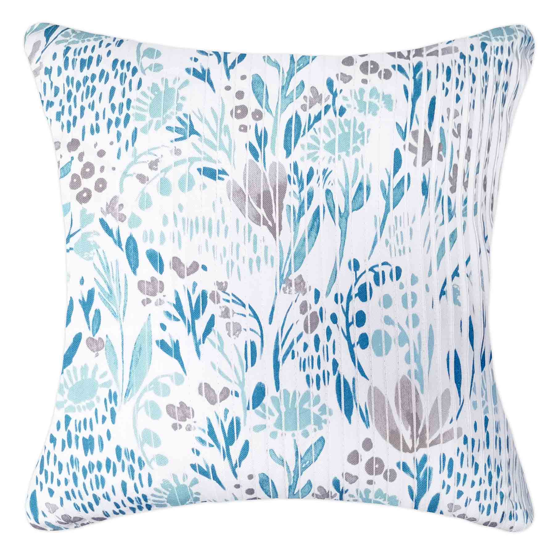 Aqua Blue Muted Garden Throw Pillow, 18"