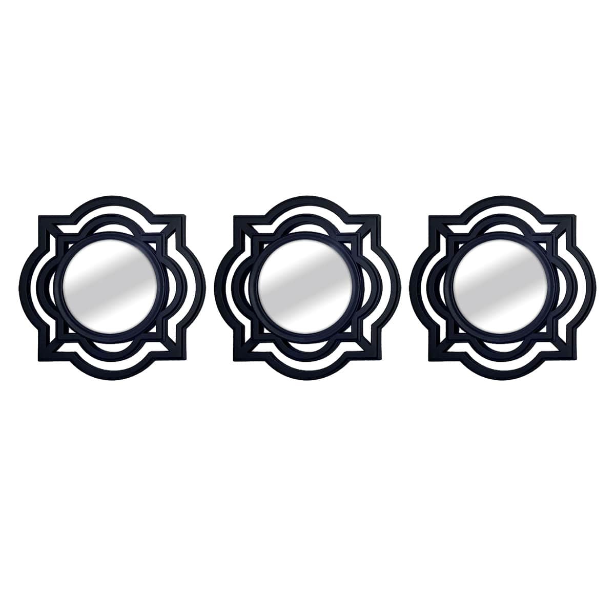 3-Piece Set Black Cloche Wall Mirrors, 10"