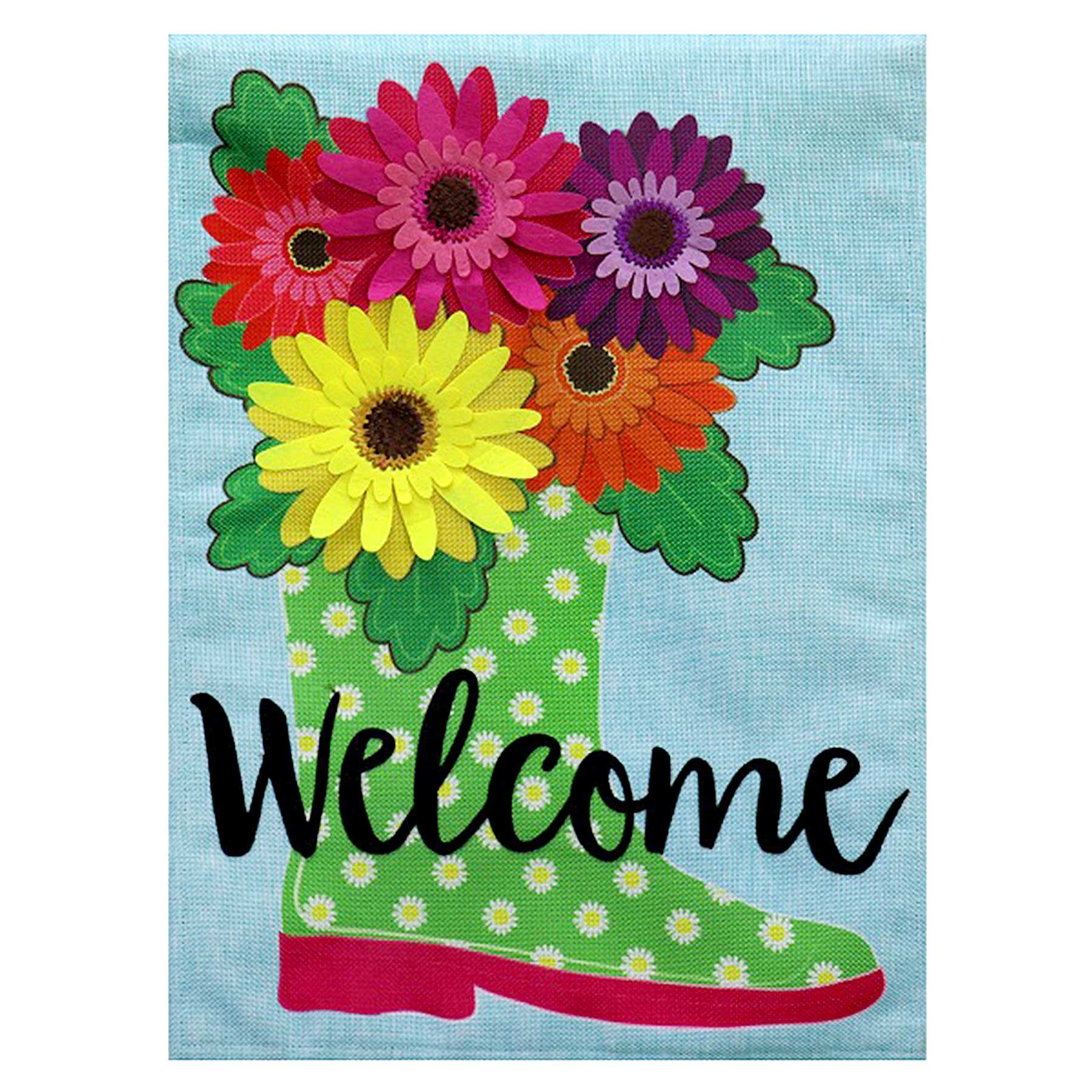 Welcome Flower Shoe Garden Flag, 18"
