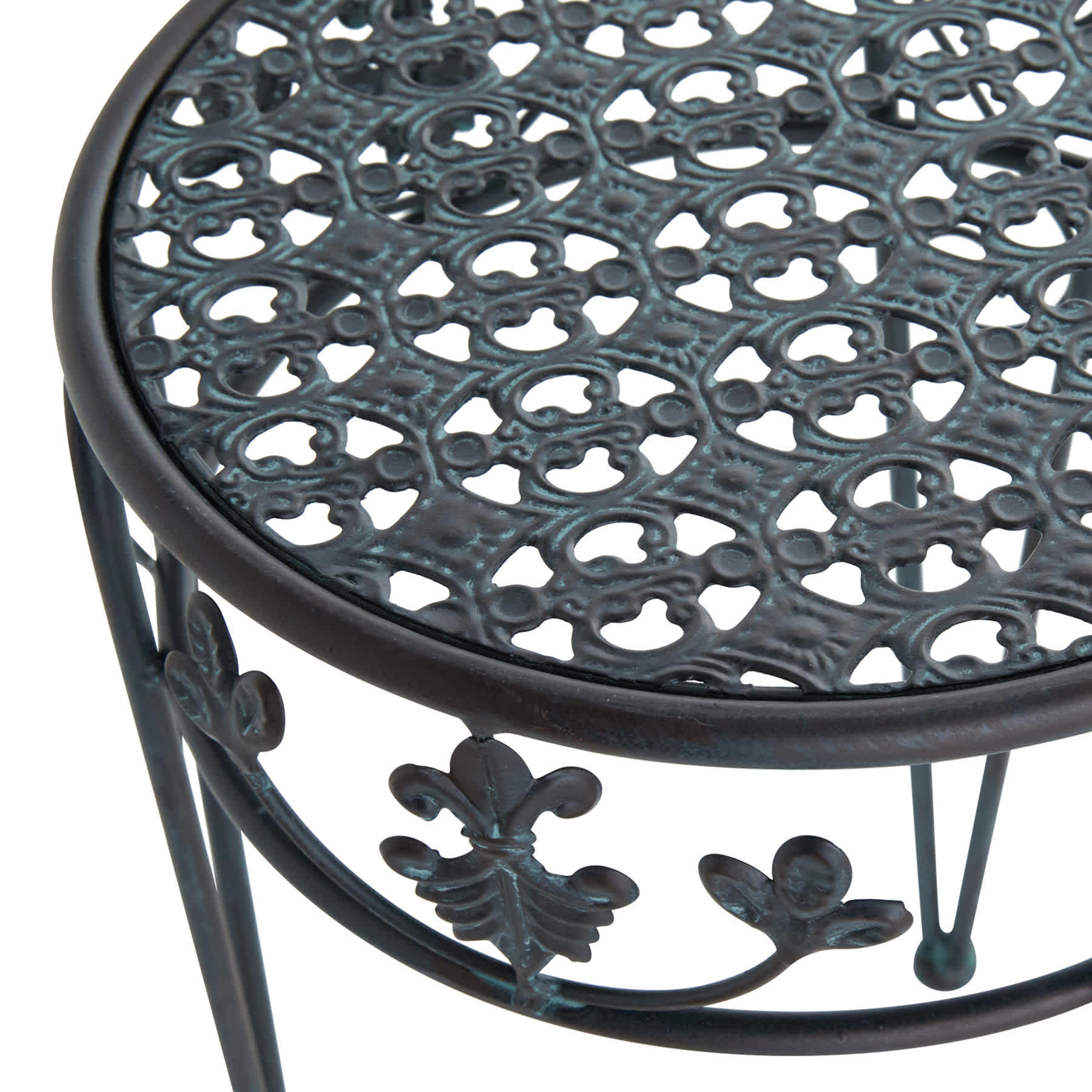 Blue Metal With Patina Finish Plant Stand, Large