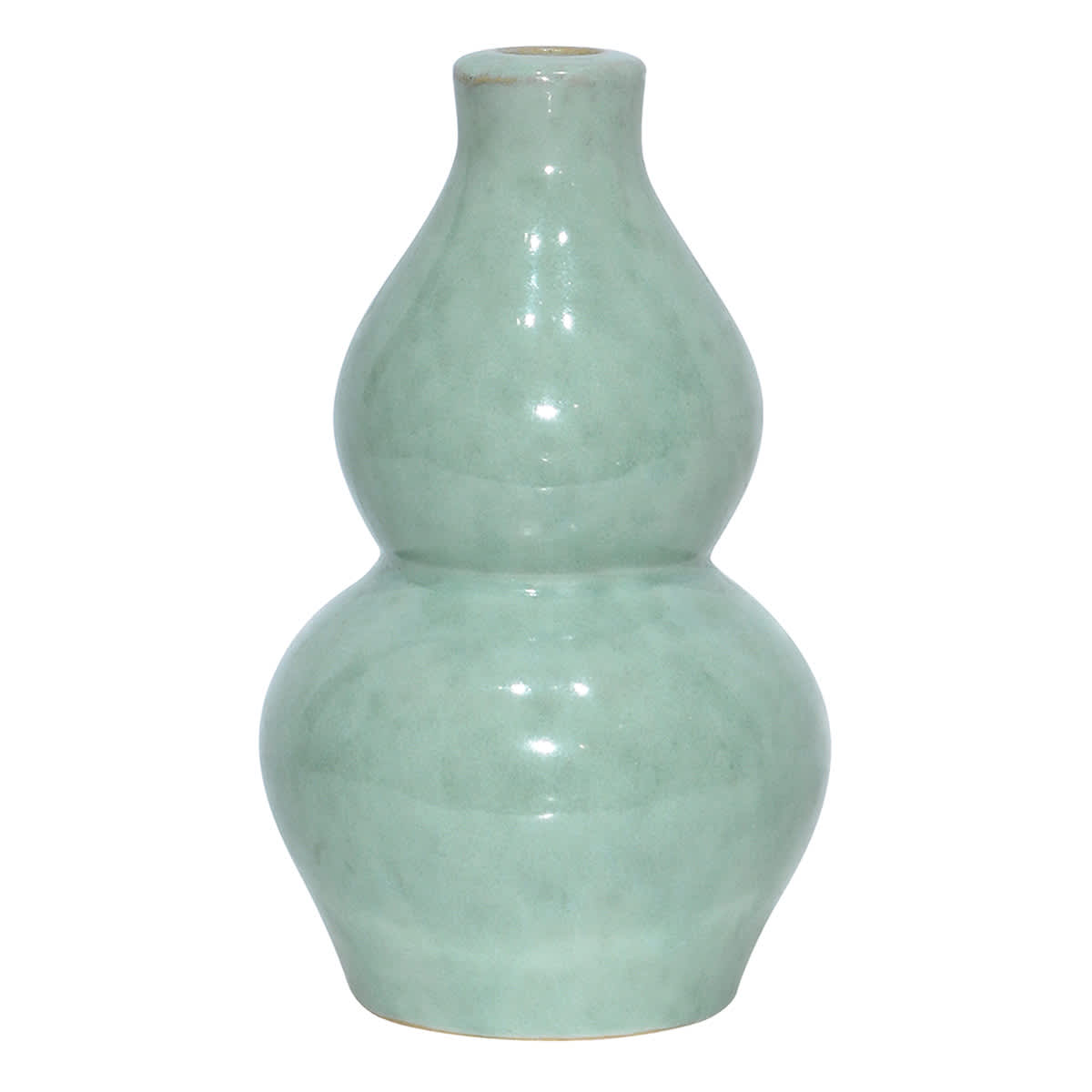 White & Green Ceramic Decorative Vase, 7.1"