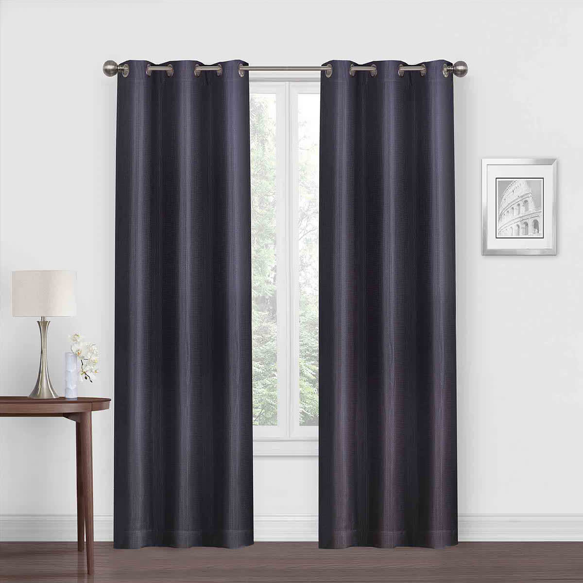 Morrison Black Blackout Grommet Curtain Panel, 63"