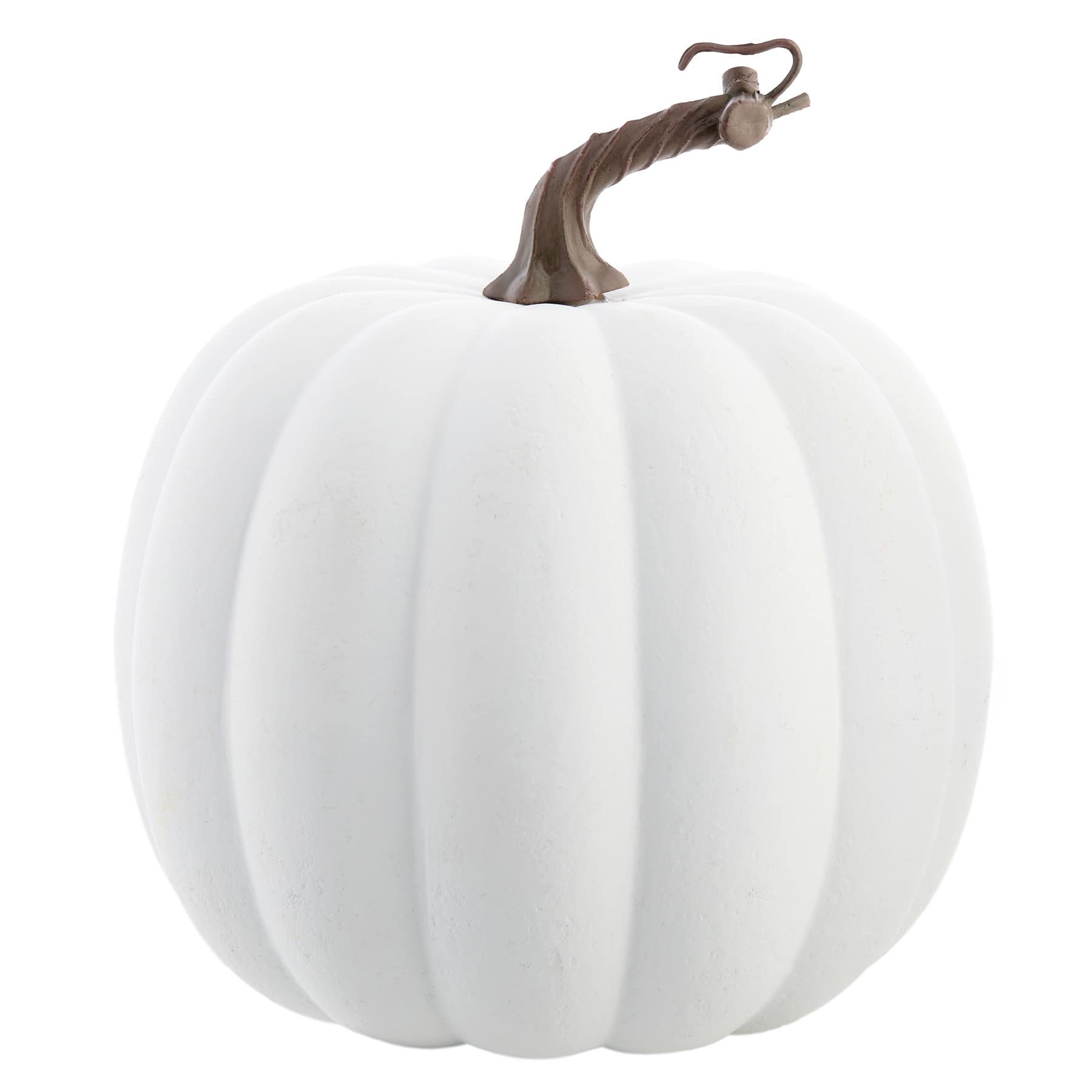 White Paper Mache Pumpkin, 6.7"