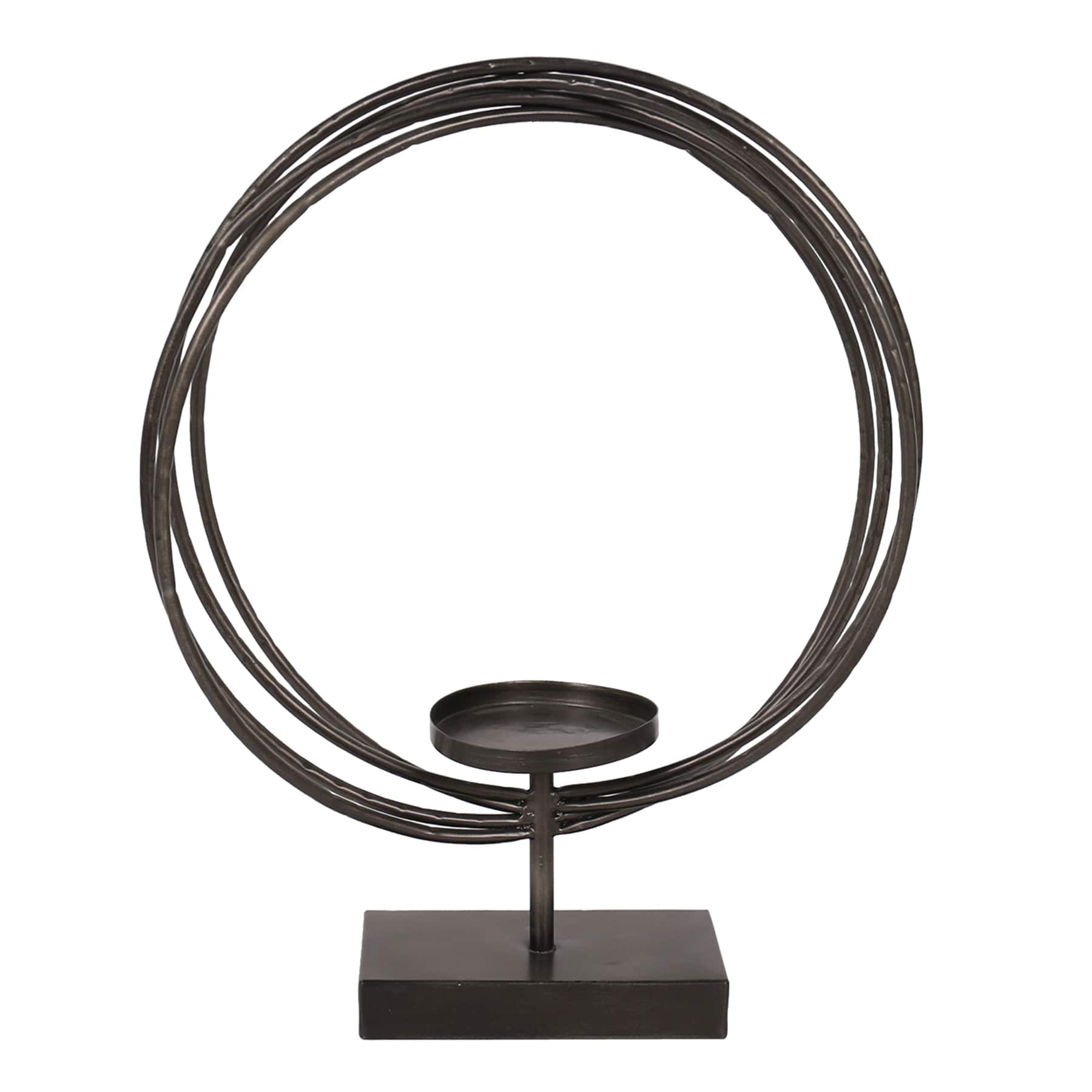 Crosby St. Brown Circle Pillar Candle Holder, 15"