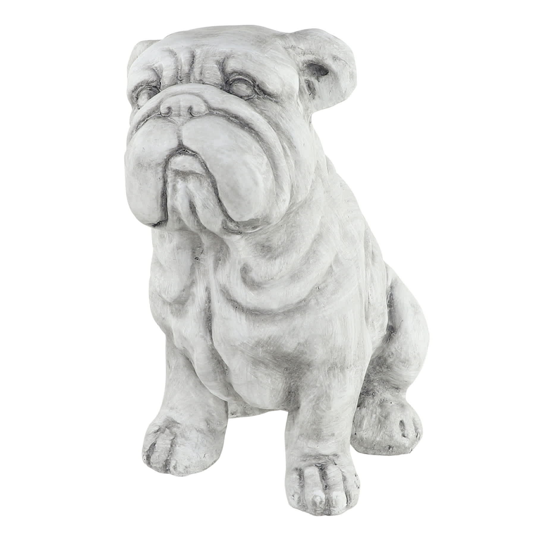 Grey Bulldog Outdoor Garden Statue, 14"