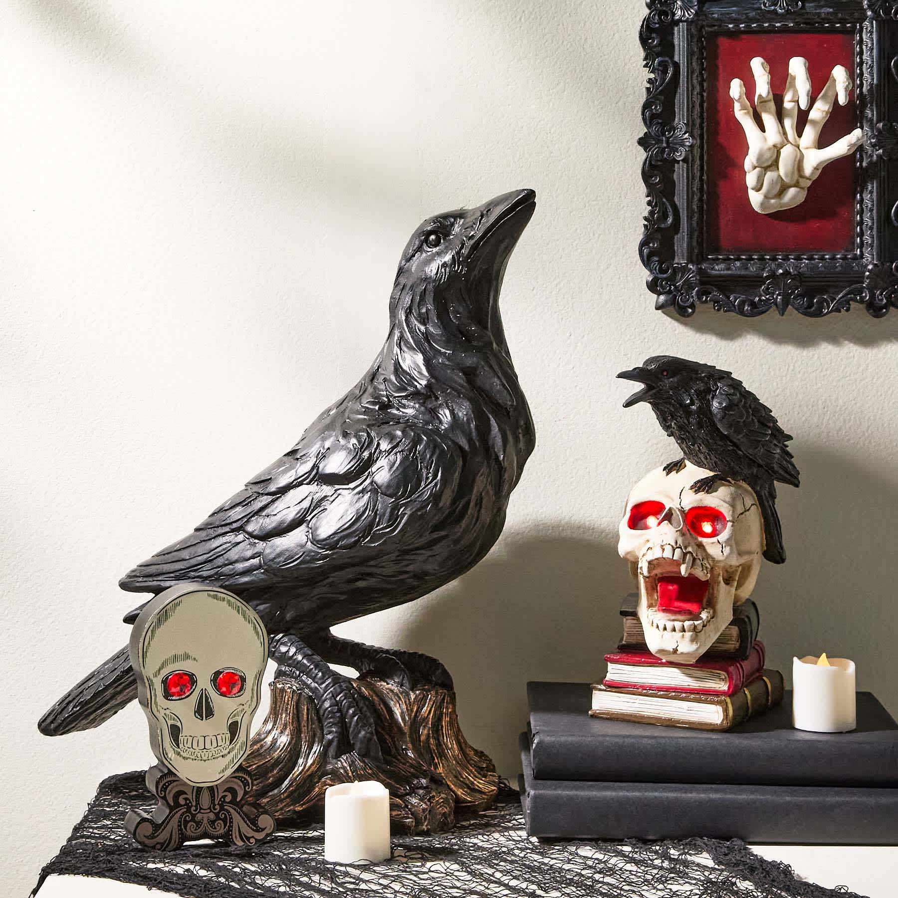 Midnight Shadows Wood Skull Table Decor, 5.5"