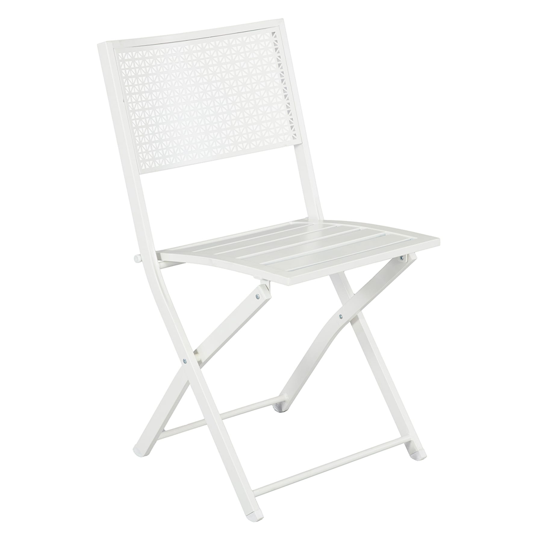 White Metal Folding Patio 3-Piece Set