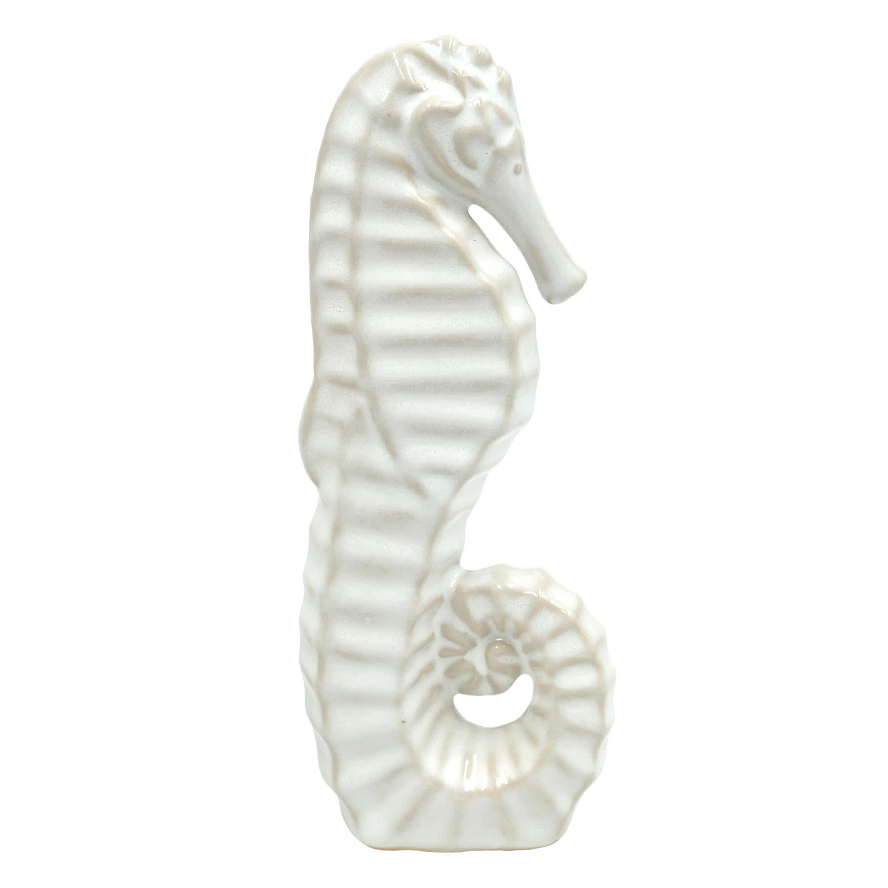White Ceramic Seahorse, 7"