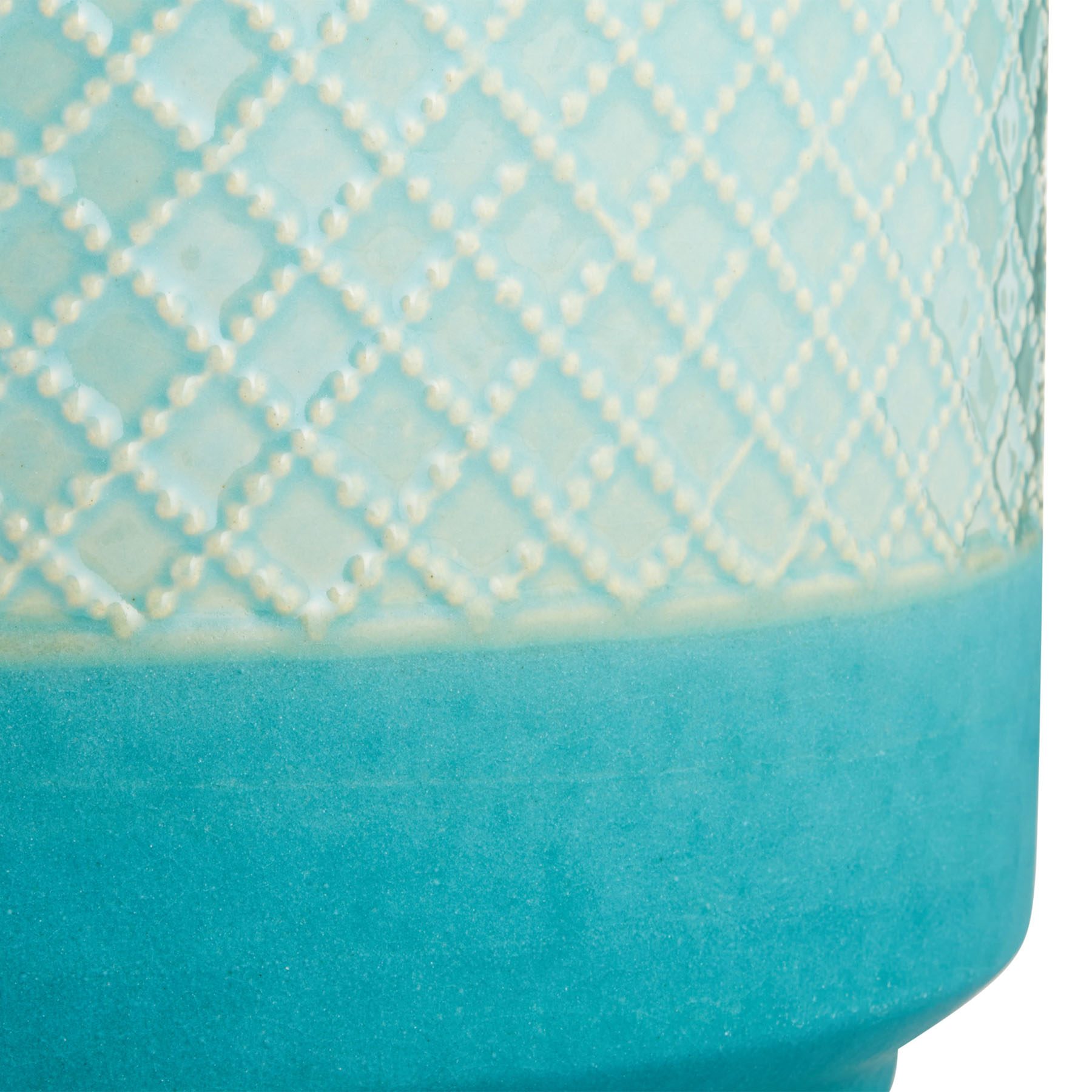 Indoor Blue Reactive Glaze Diamond Pot, Medium