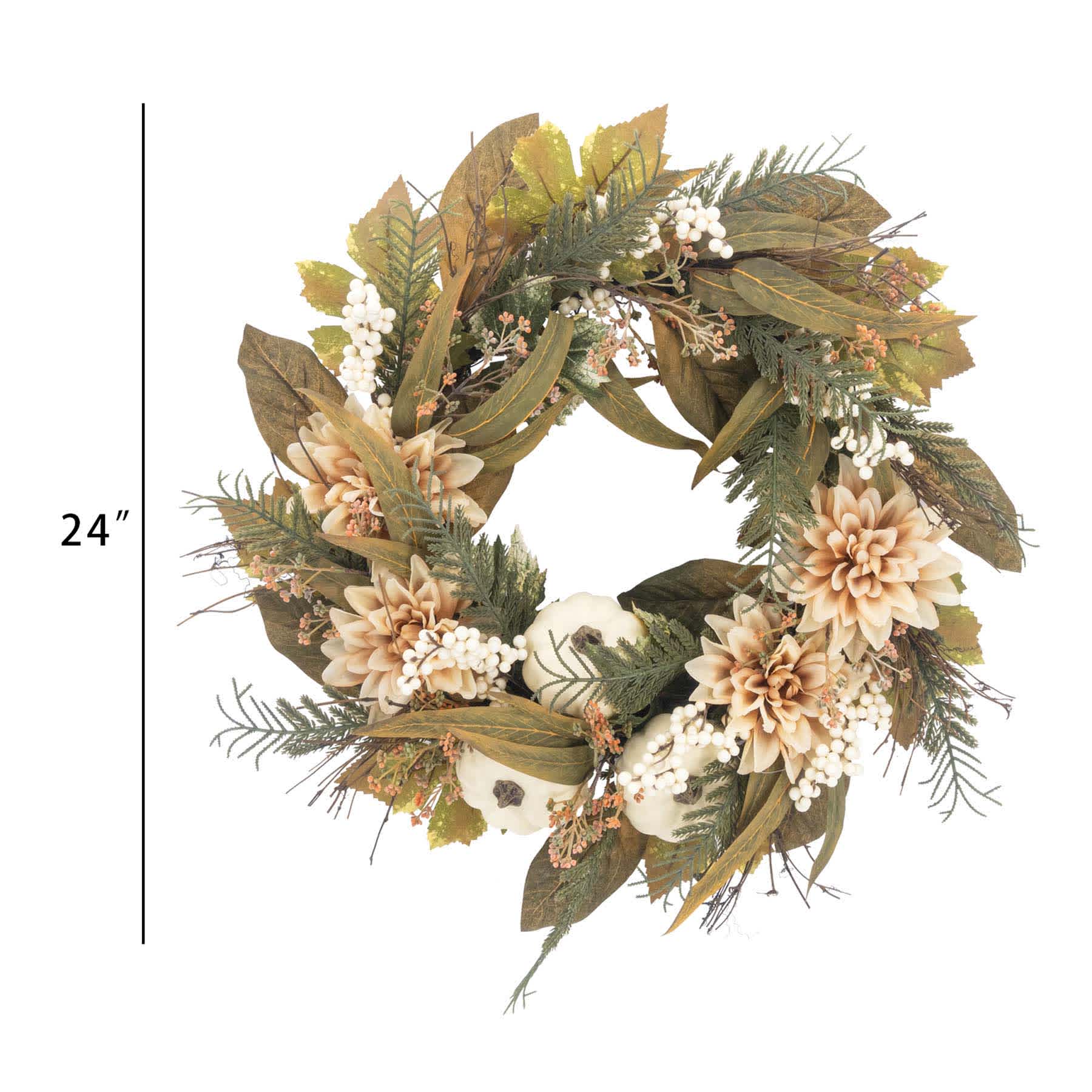 Maple Leaves Dahlia Wreath, 24"