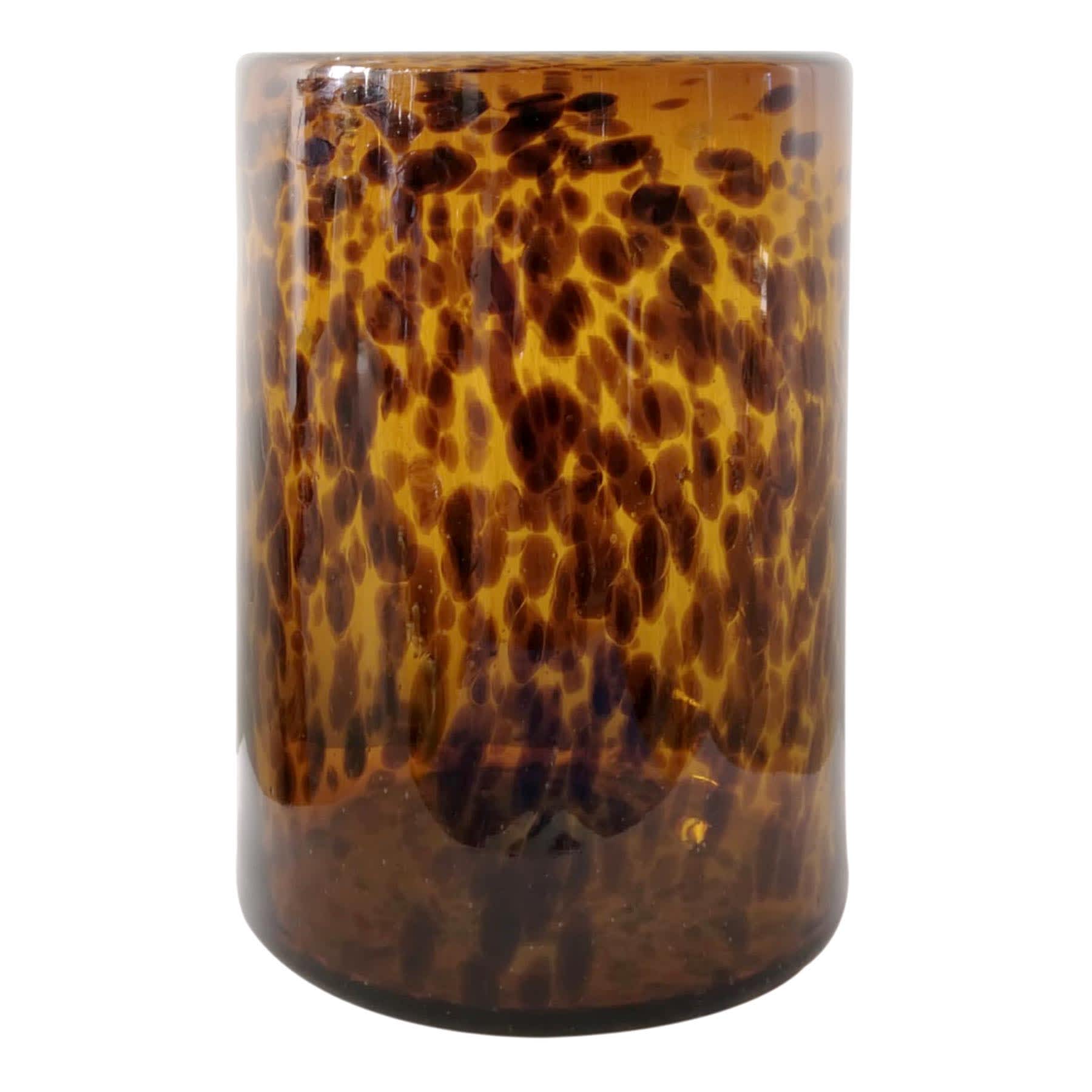 Providence Glass Tortoise Shell Cylinder Candle Holder, 9"
