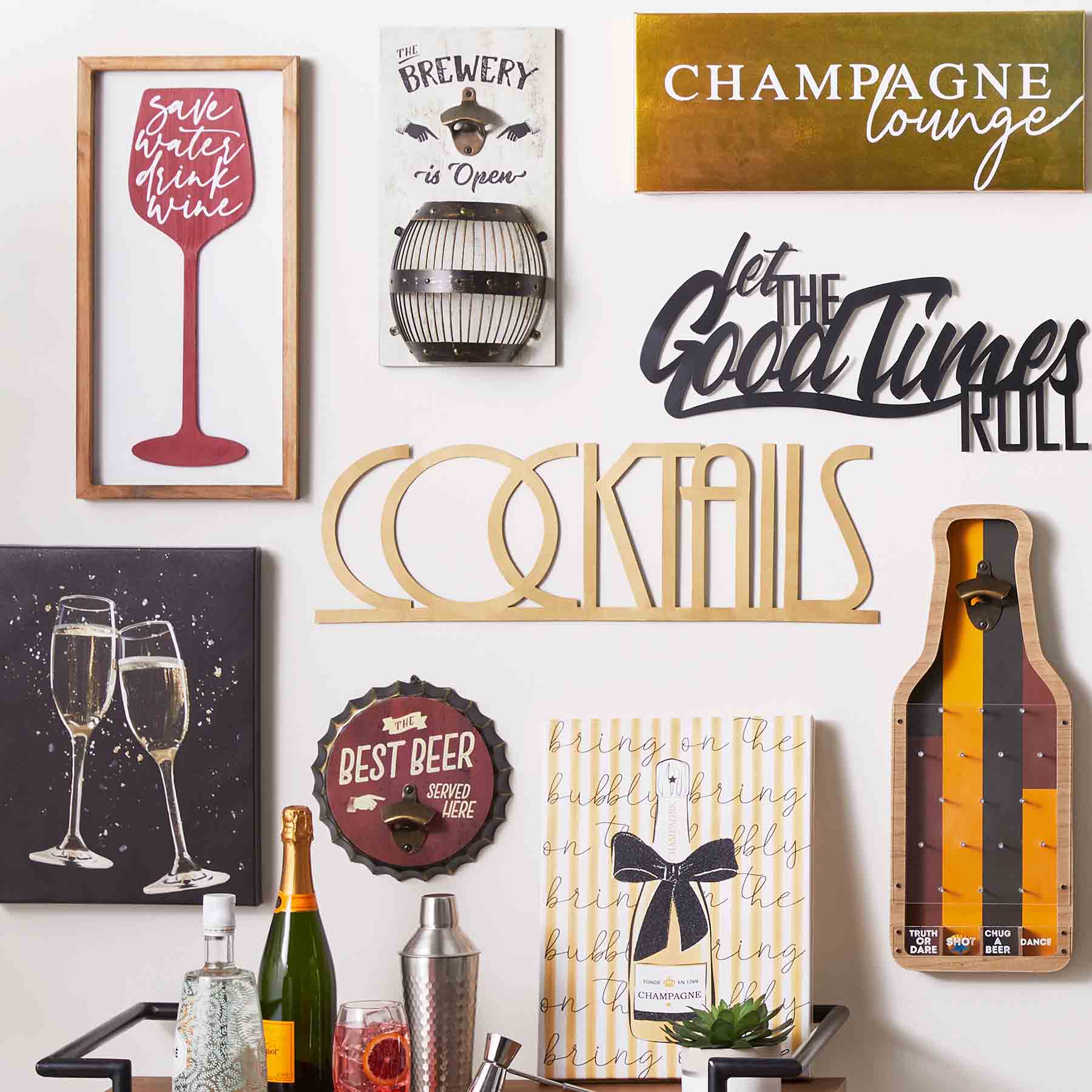 Bottle Opener Game Wall Art, 8x20