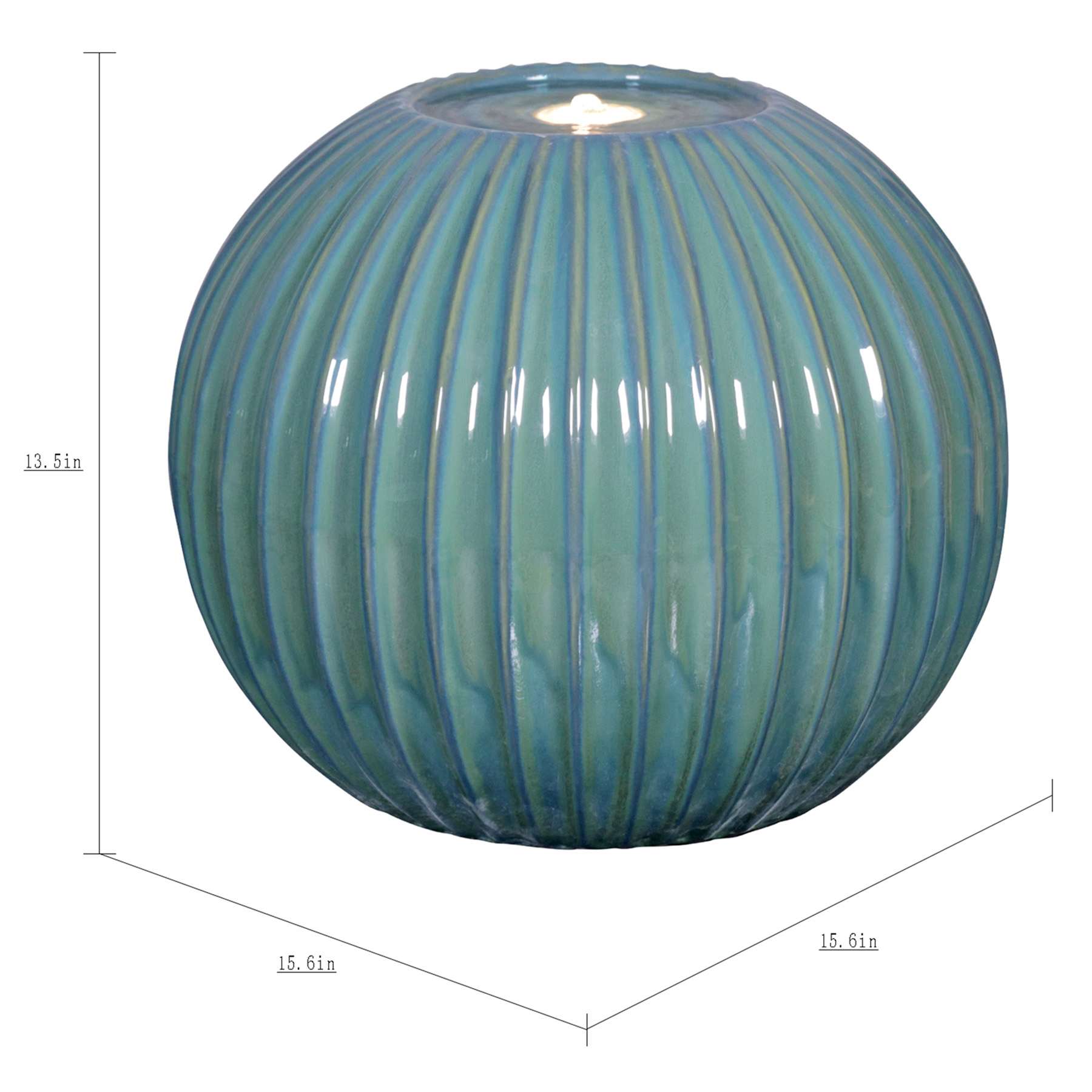 16IN Teal Ceramic Ball Fountain