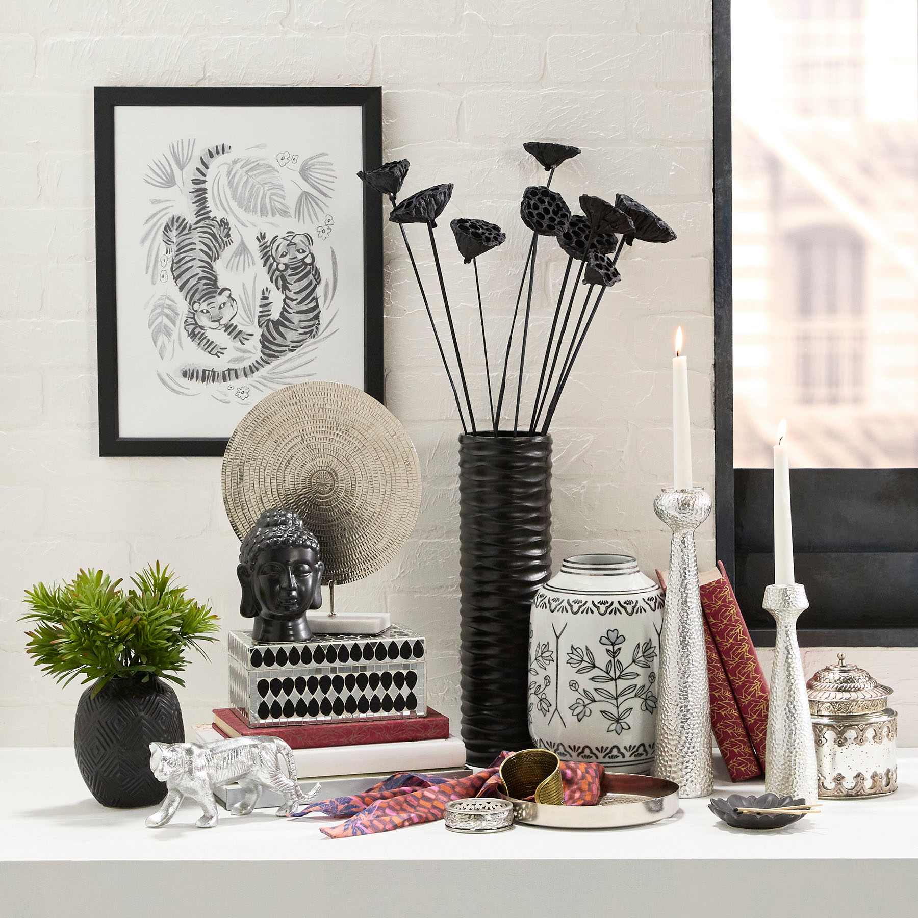 Found & Fable Black Lotus Pod Bunch, 24"