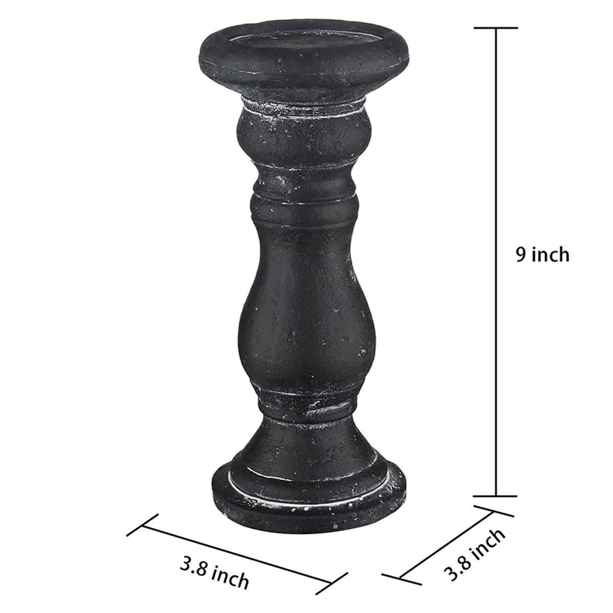 Black Cement Candle Holder, 9"