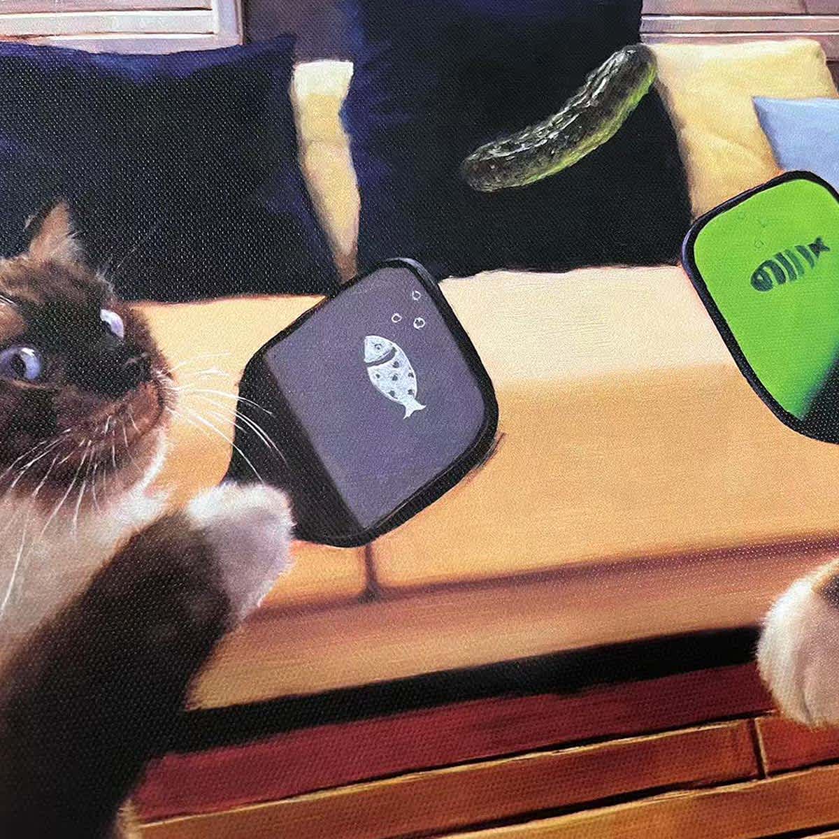Pickleball Players Cats Canvas Wall Art, 16x12