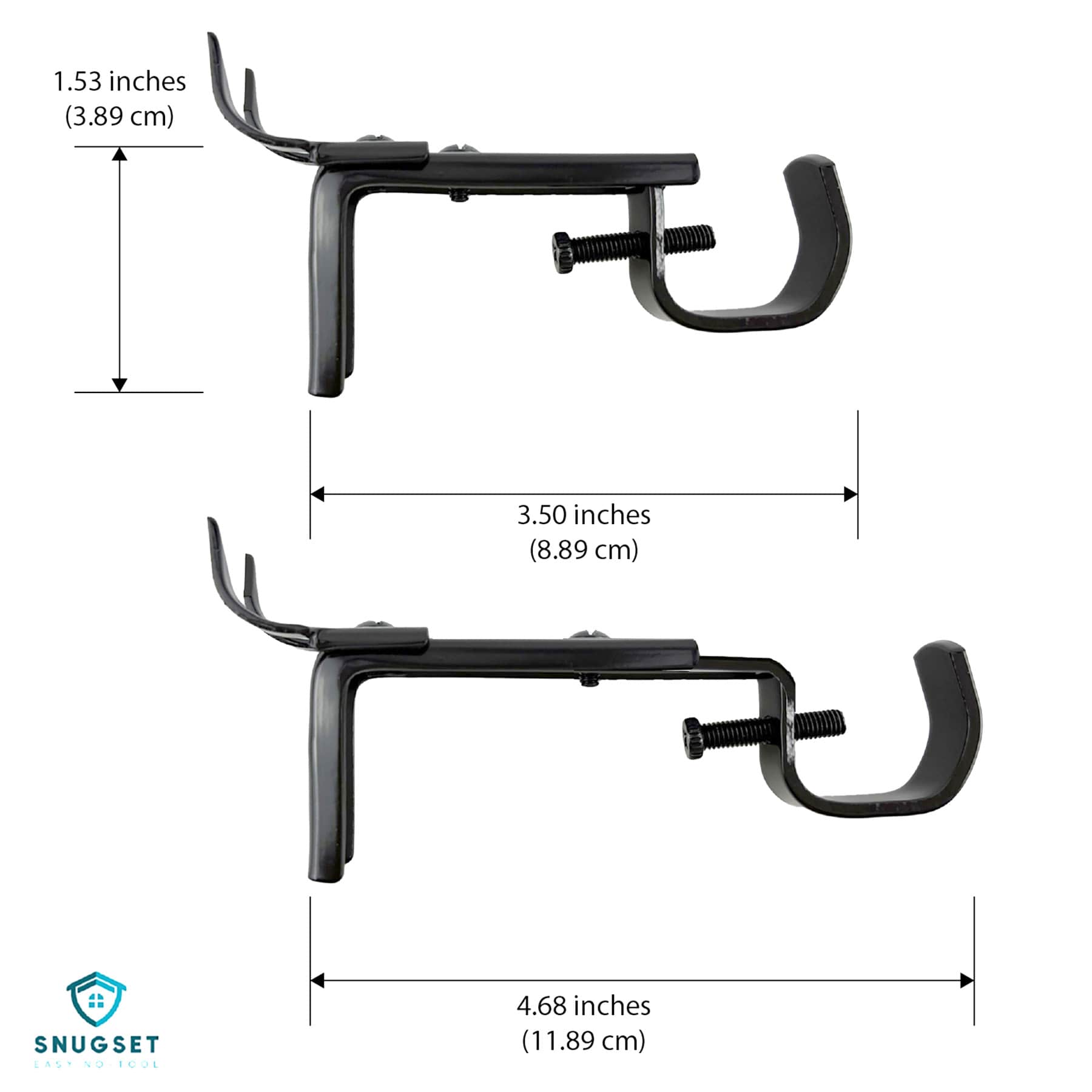 Snugset Set of 2 Adjustable Black Metal Window Brackets