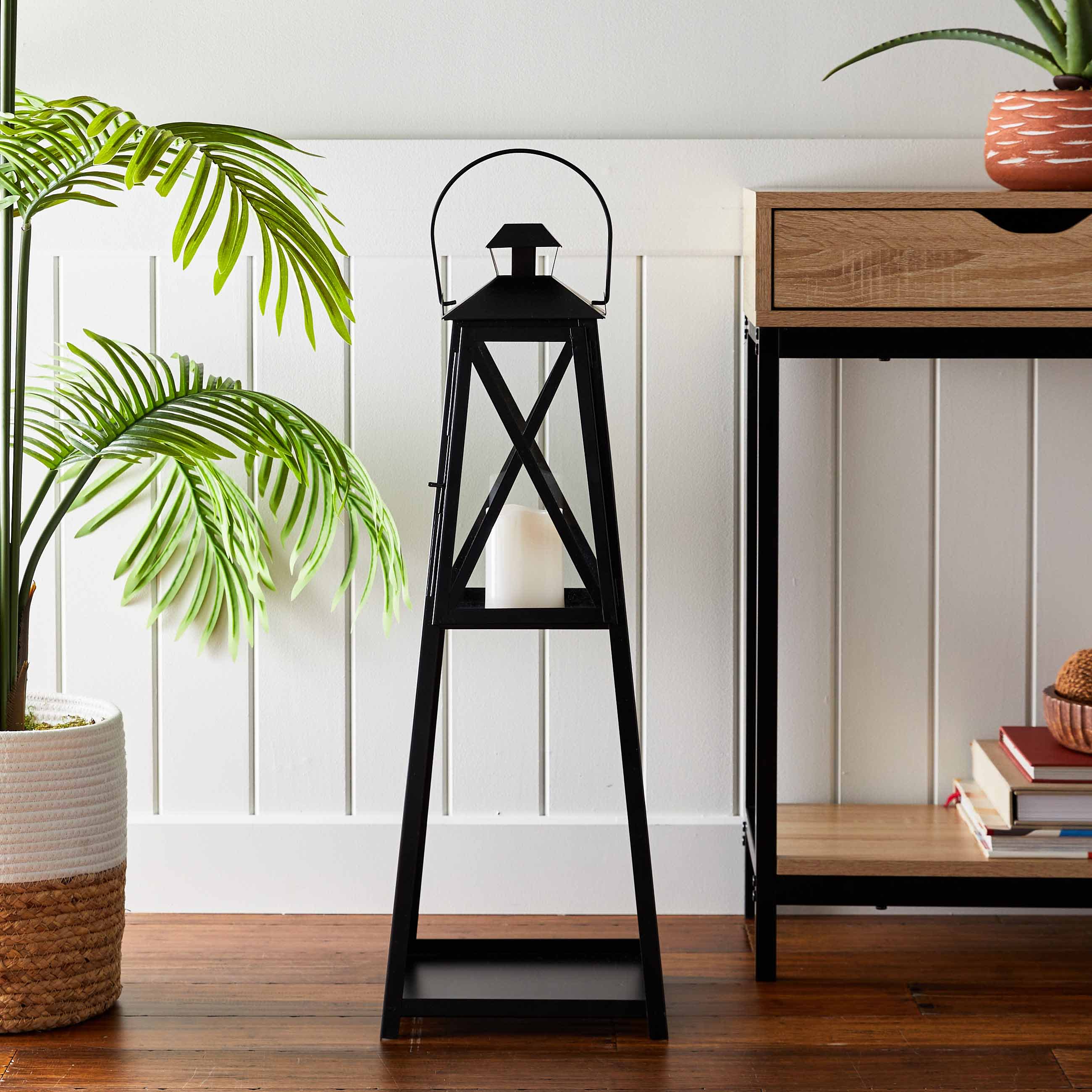 Black Oversized Lantern with Handle, 28"