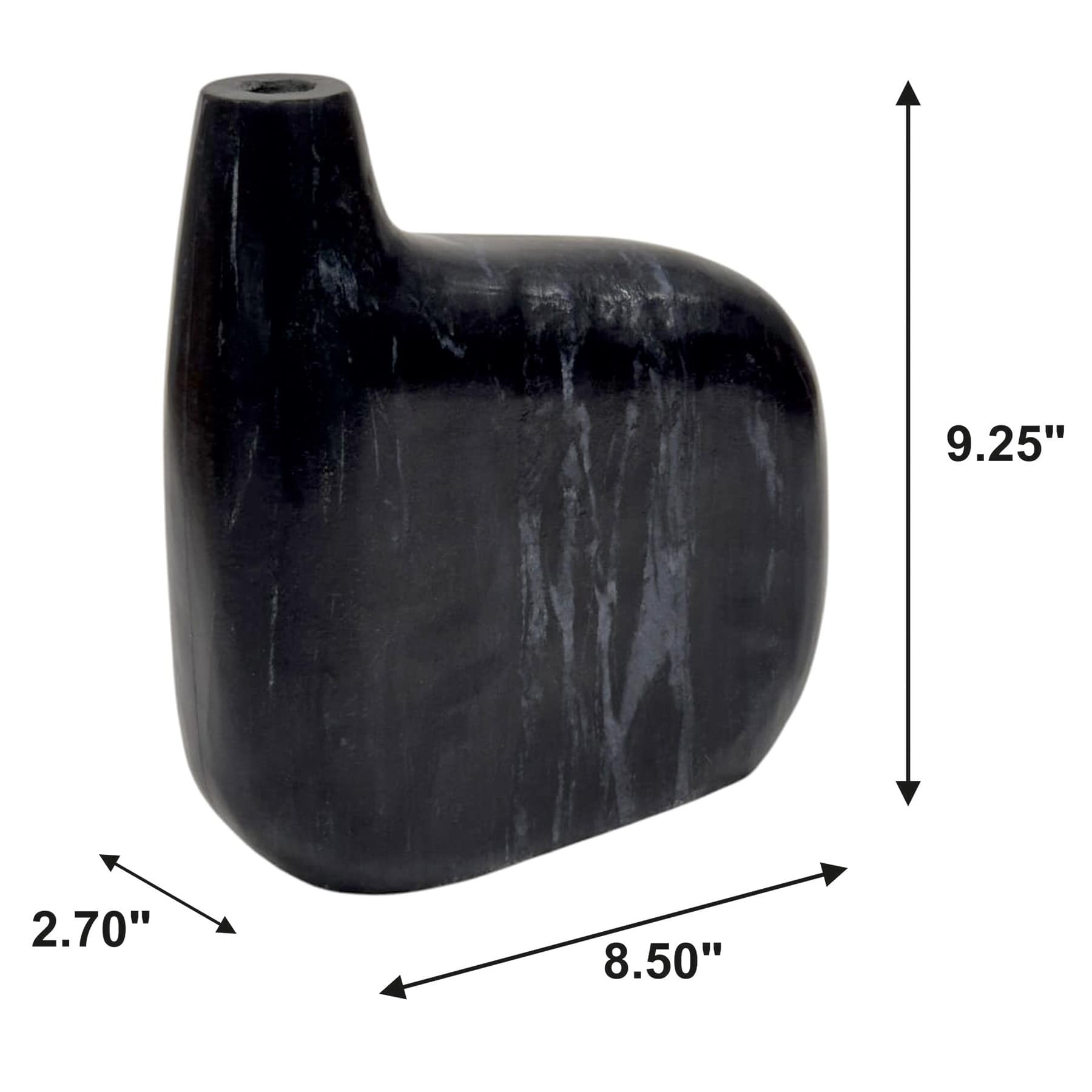 Black Marble Flower Vase, 8x9