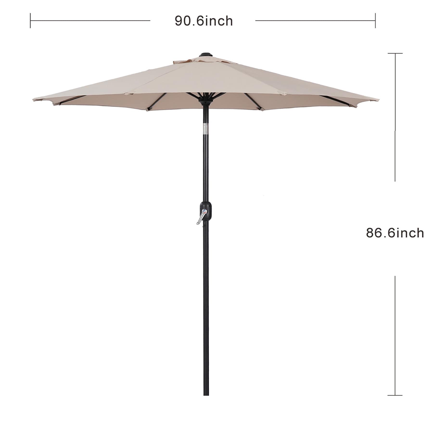 Tan Crank & Tilt Round Patio Umbrella, 7.5'