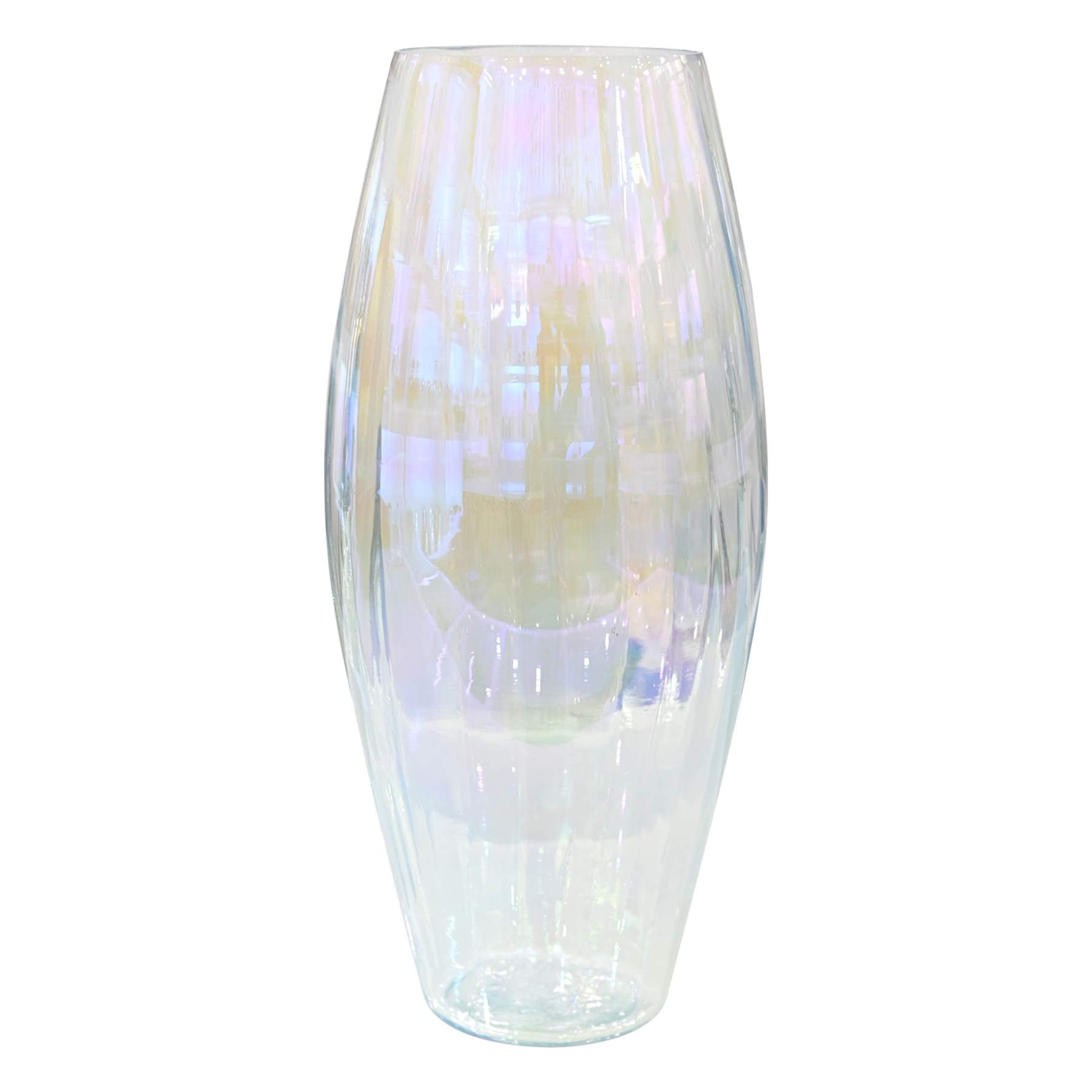 Laila Ali Clear Iridescent Glass Vase, 14"