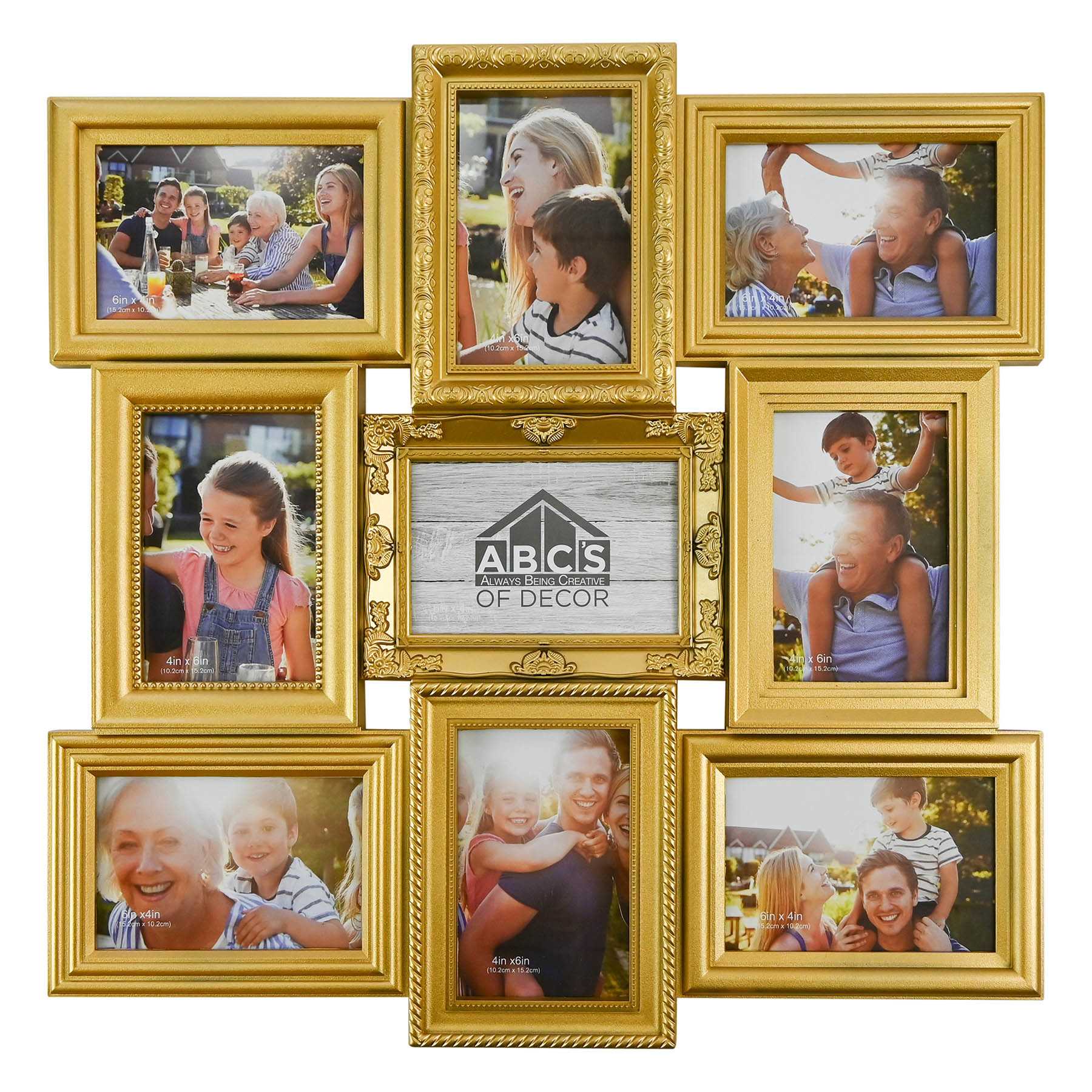 9-Opening Gold Collage Wall Frame, 20.7"