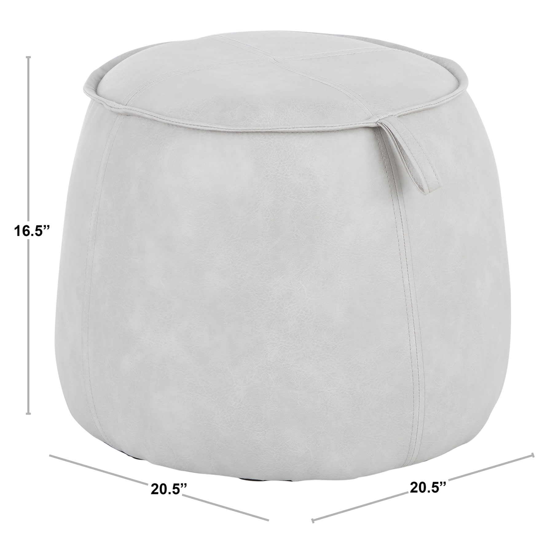 Crosby St. Rowan Cream Faux Leather Round Ottoman