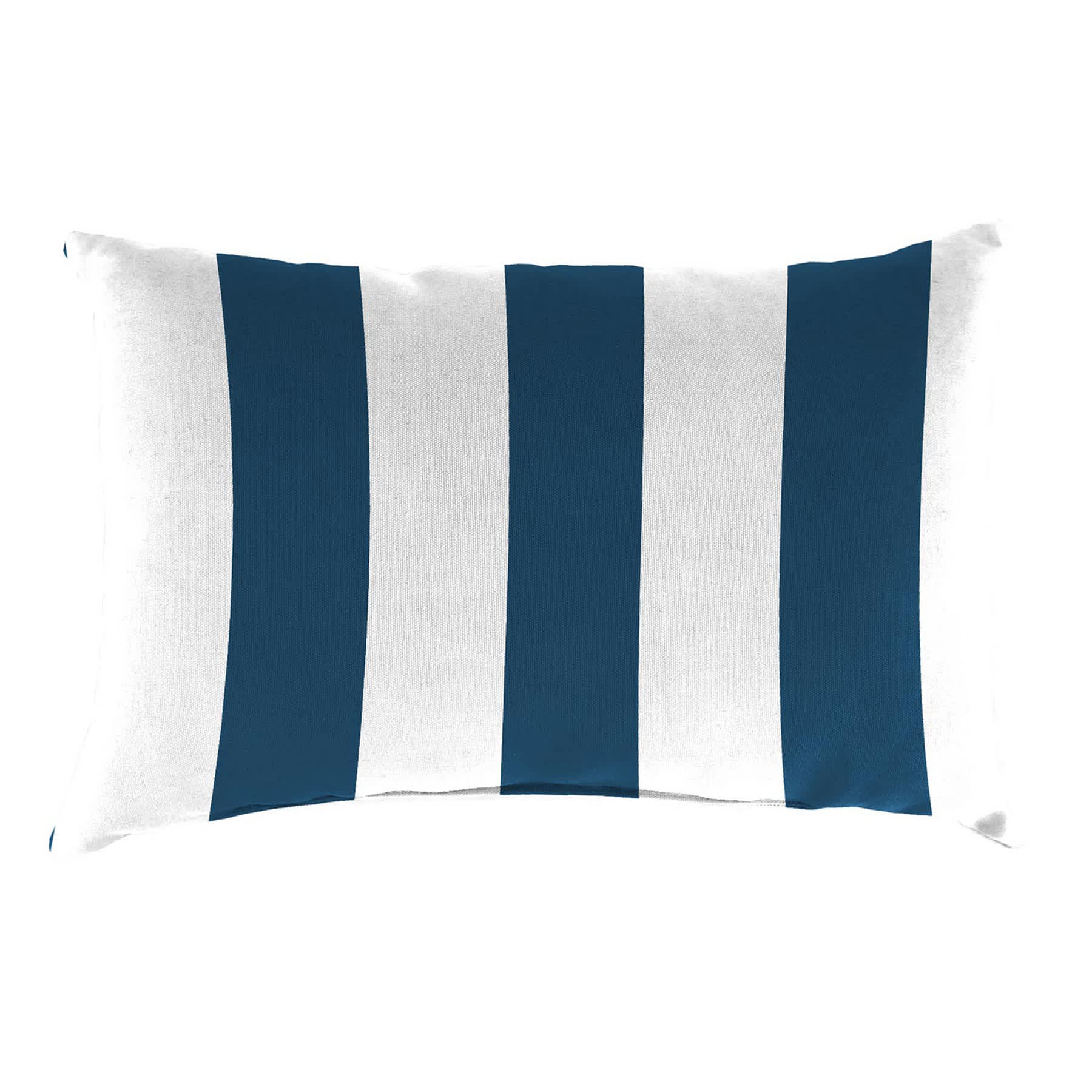 Awning Stripe Navy Blue Outdoor Lumbar Throw Pillow, 14x20