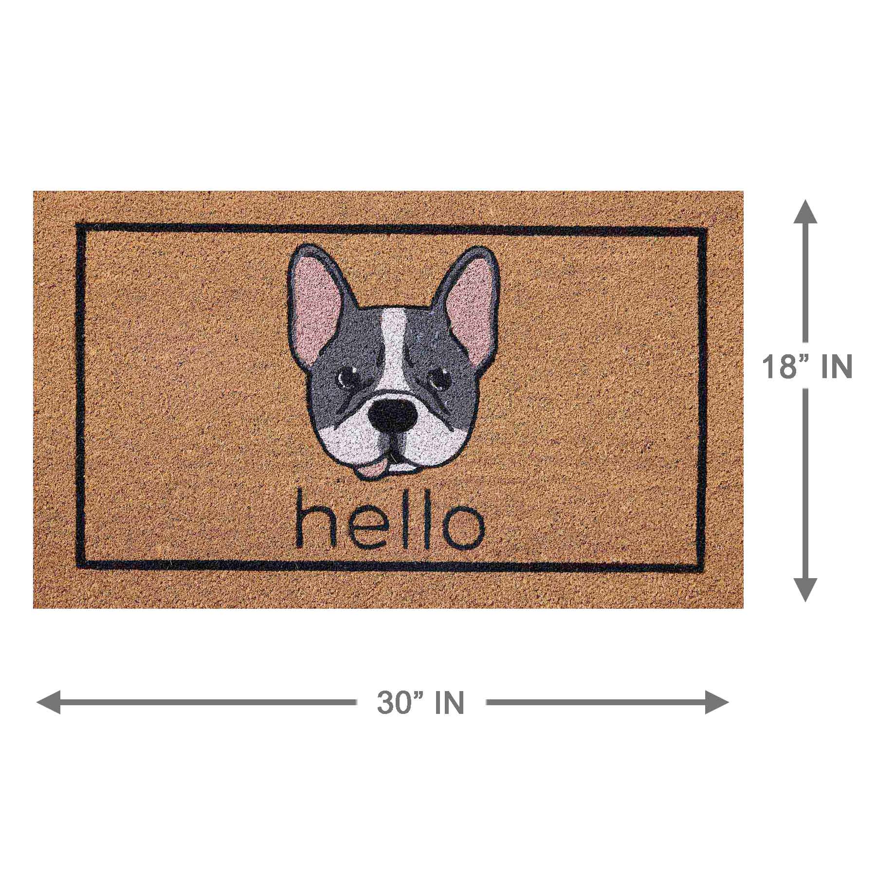 Hello Frenchie Coir Mat, 18x30