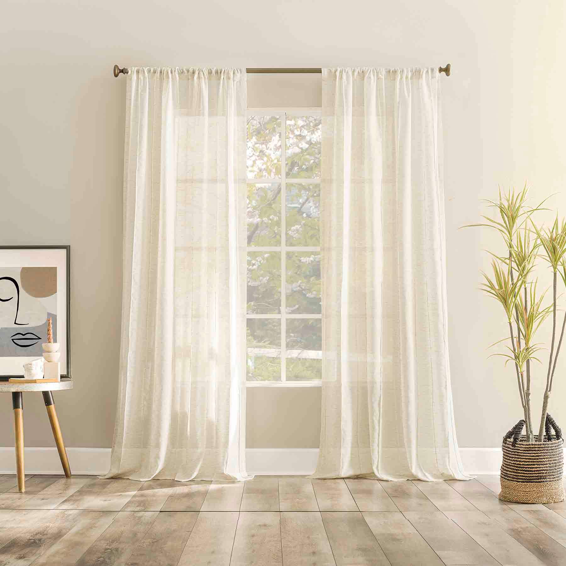 Ayanna Natural Sheer Rod Pocket Curtain Panel, 84"