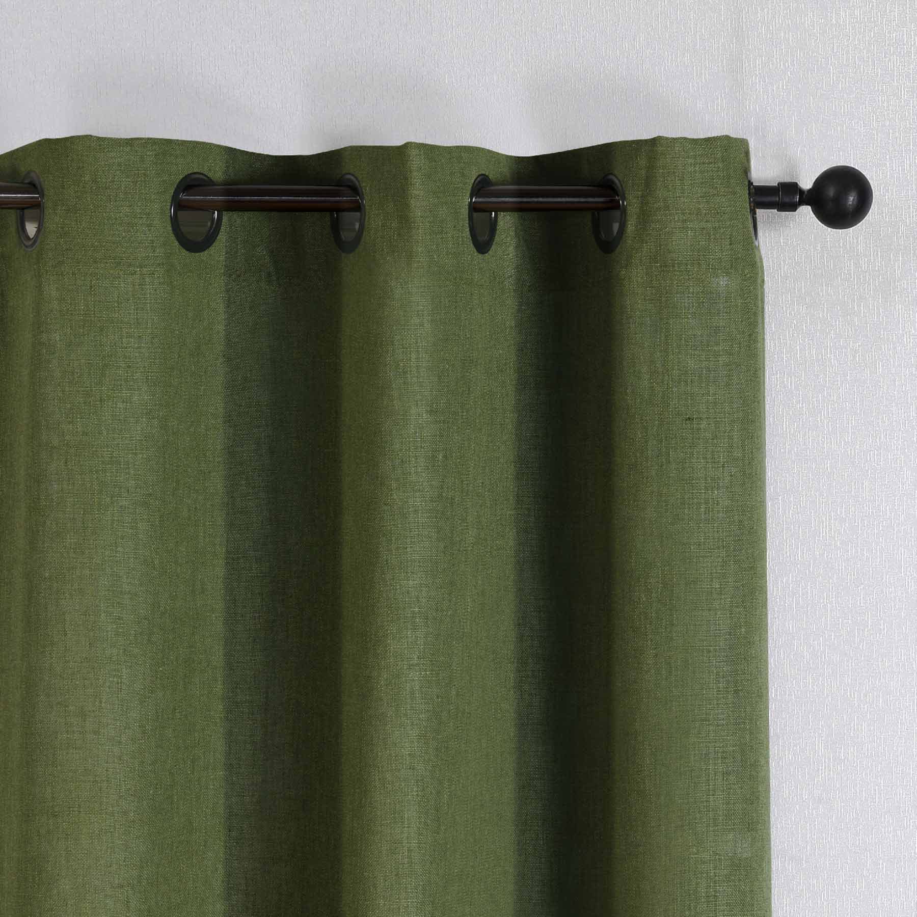 Green Linen Blend Light Filtering Grommet Curtain Panel, 84"